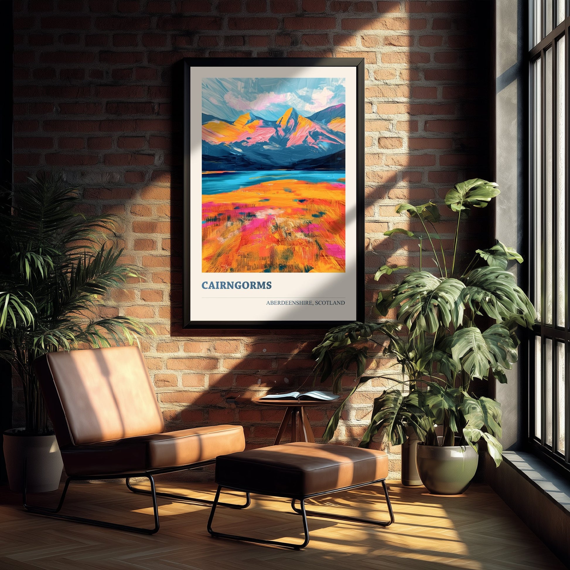 Cairngorms Travel Poster - Aberdeenshire Scotland Art Print - Vibrant Mountains Illustration 2/3
