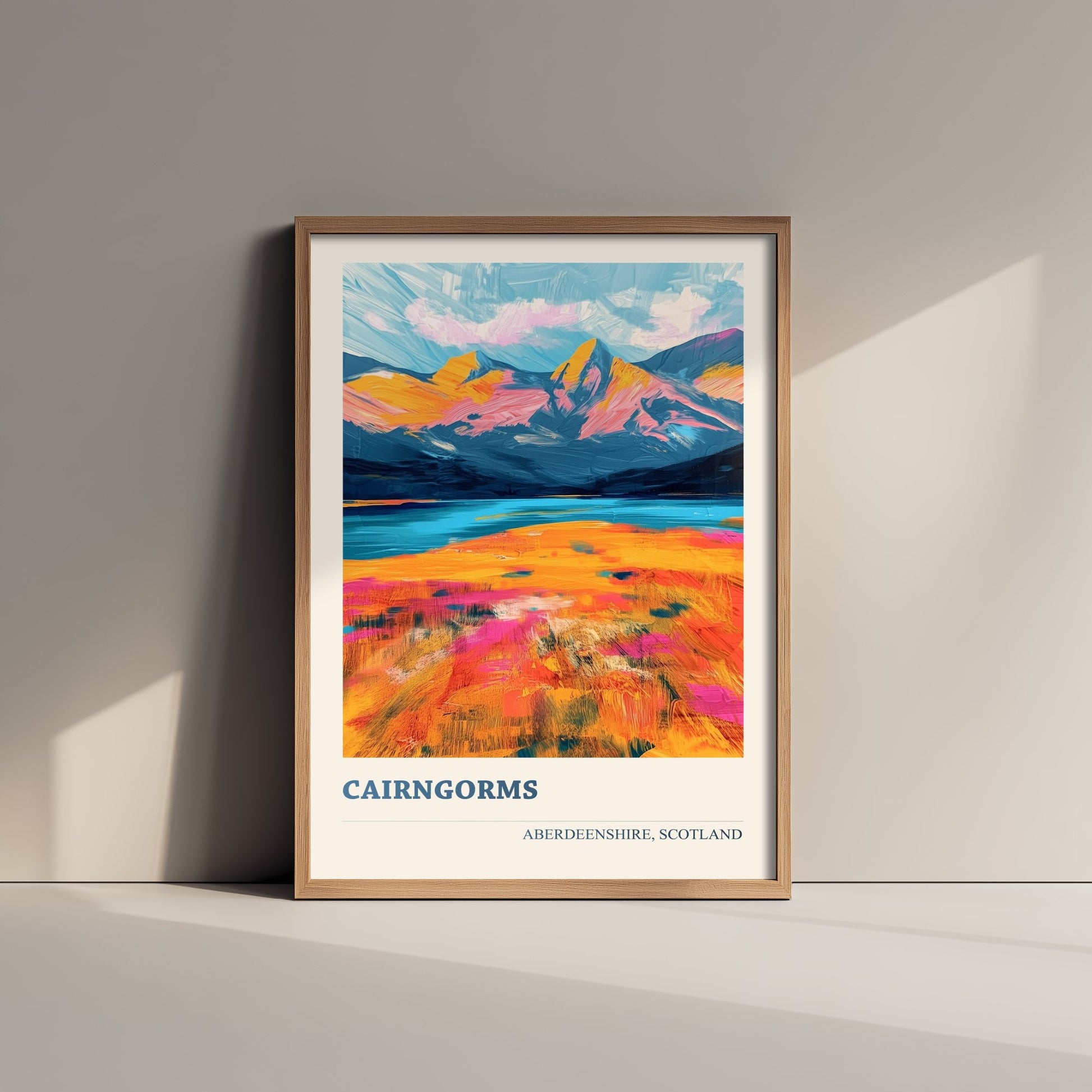 Cairngorms Travel Poster - Aberdeenshire Scotland Art Print - Vibrant Mountains Illustration 2/3