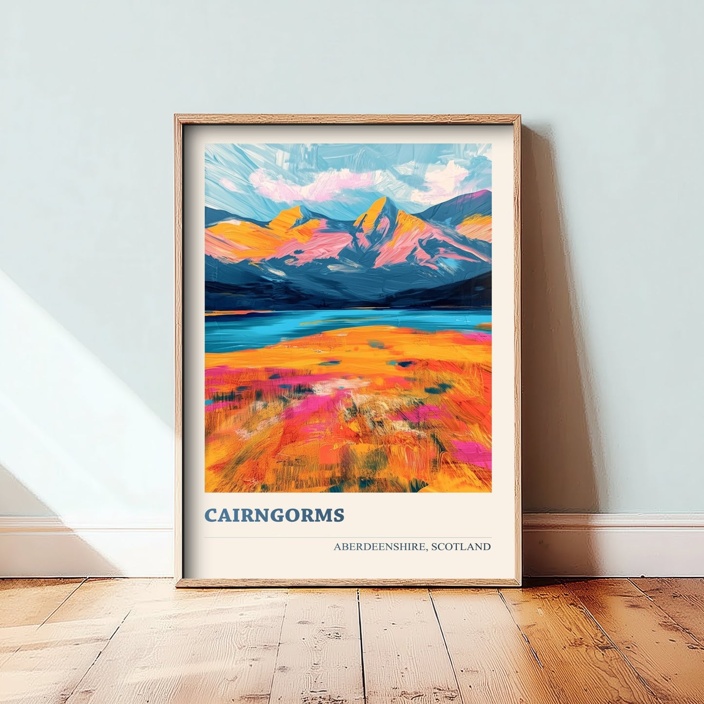 Cairngorms Travel Poster - Aberdeenshire Scotland Art Print - Vibrant Mountains Illustration 2/3
