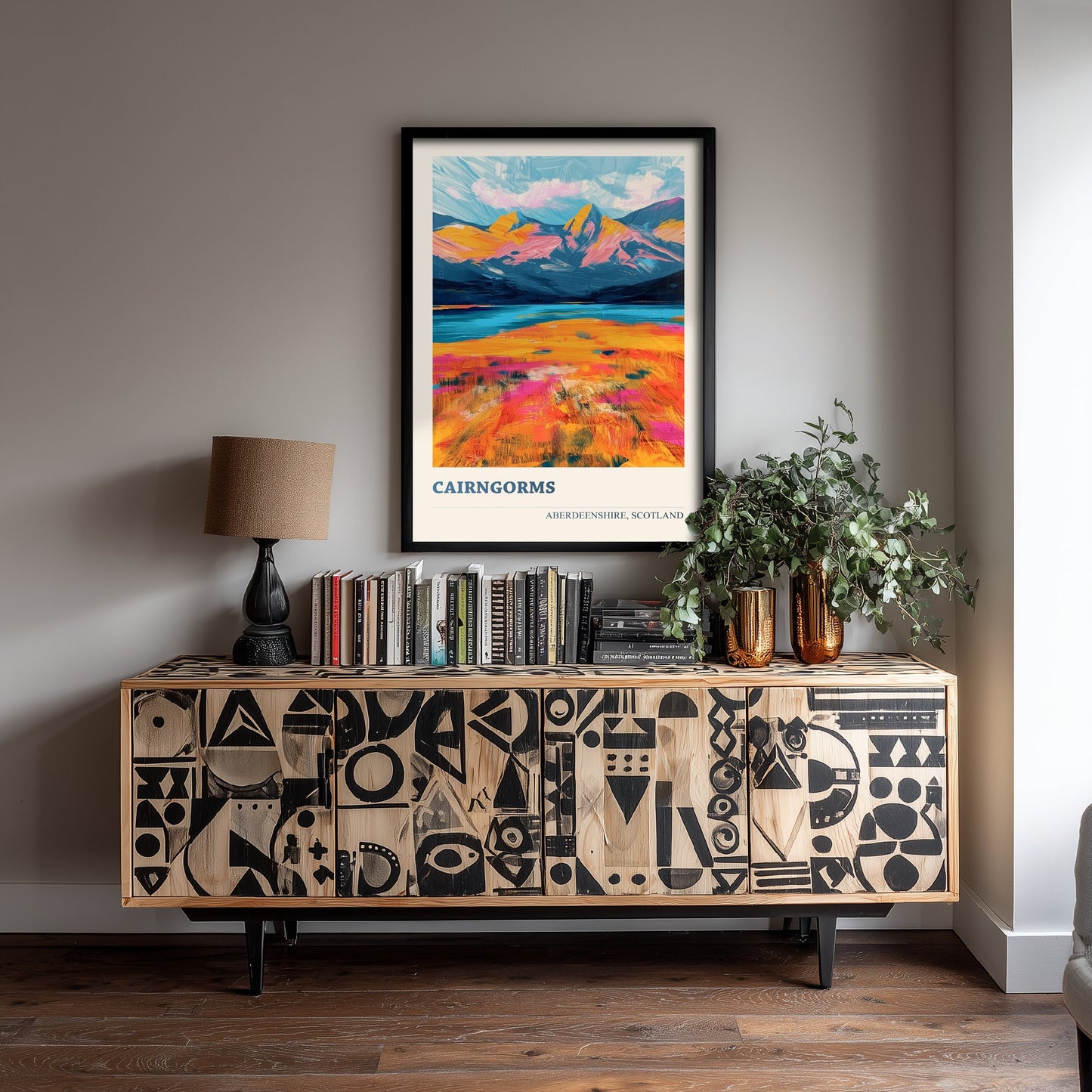 Cairngorms Travel Poster - Aberdeenshire Scotland Art Print - Vibrant Mountains Illustration 2/3