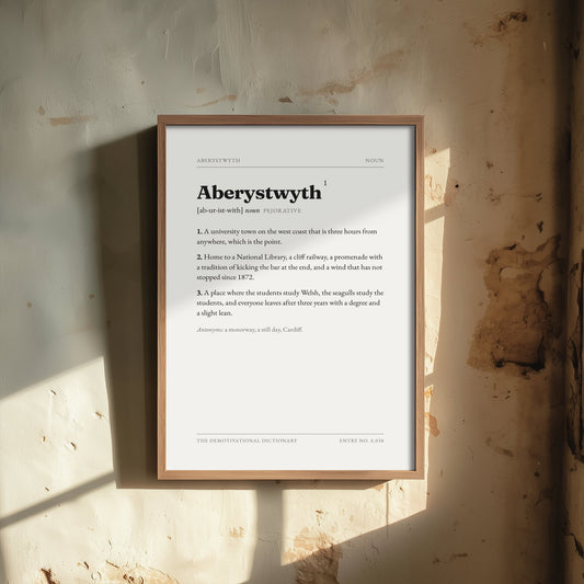 Aberystwyth Demotivational Dictionary Art Print - Funny Word Definition Poster - Ceredigion Typography Entry 0,038