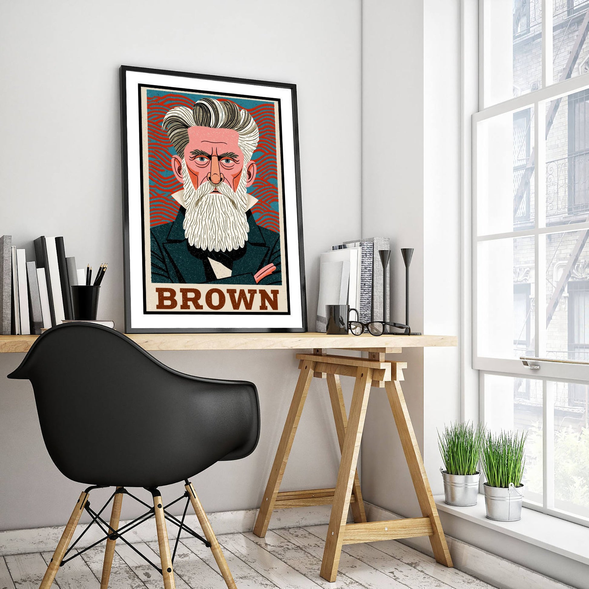 John Brown Art Print - Abolitionist Portrait Poster - Bold Woodcut Illustration - American History Hero 1/3