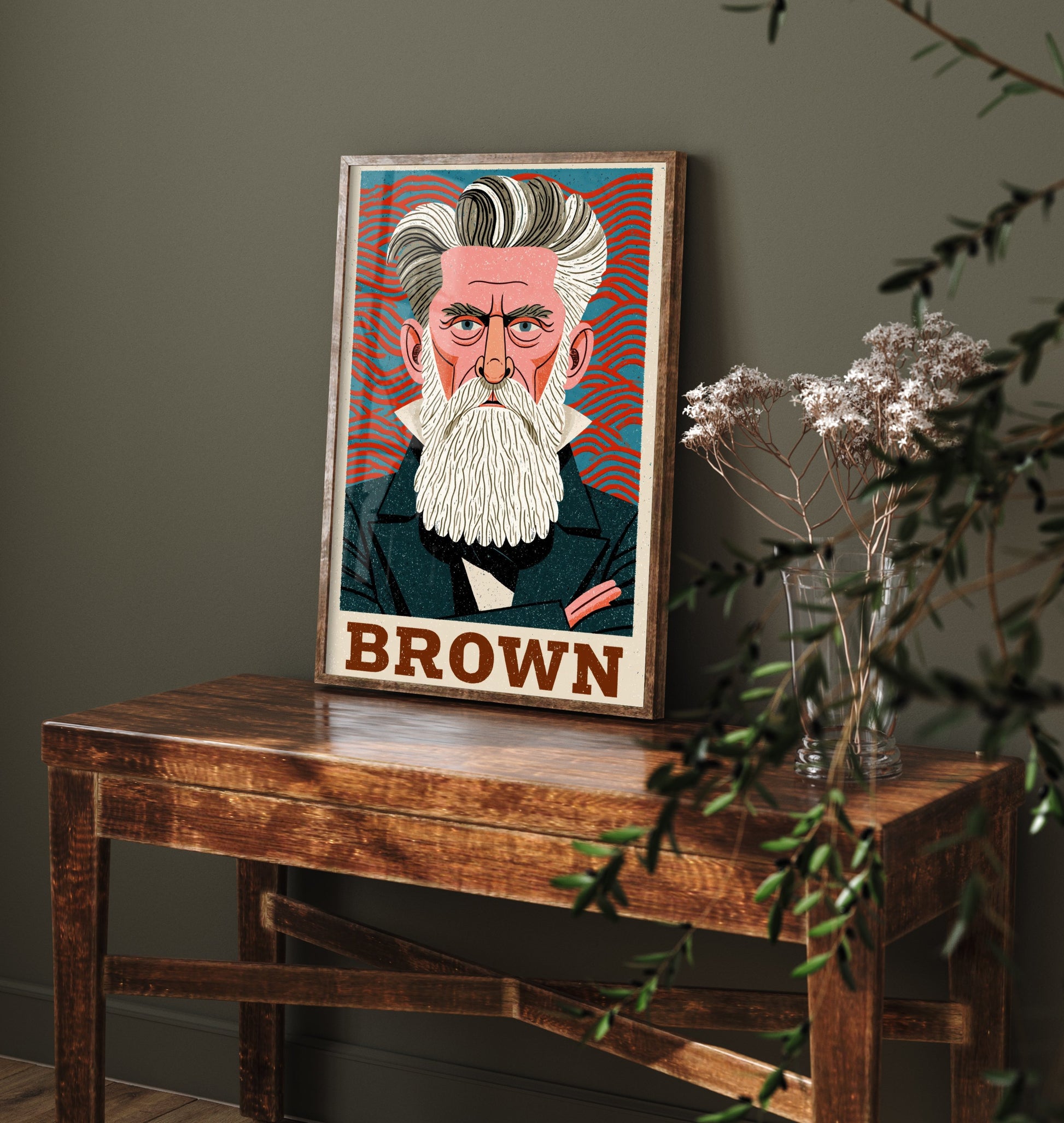 John Brown Art Print - Abolitionist Portrait Poster - Bold Woodcut Illustration - American History Hero 1/3