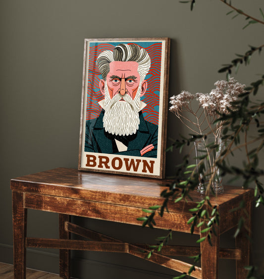 John Brown Art Print - Abolitionist Portrait Poster - Bold Woodcut Illustration - American History Hero 1/3