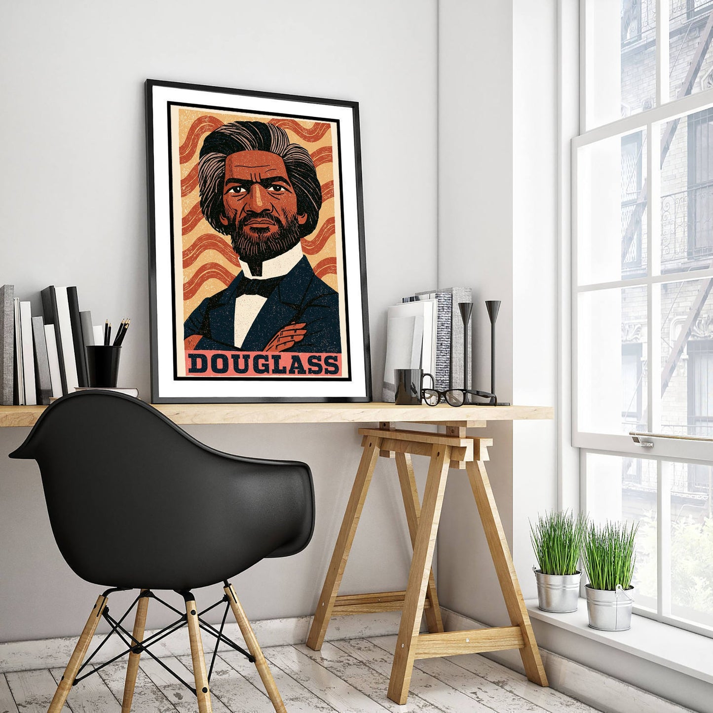 Frederick Douglass Art Print - Abolitionist Portrait Poster - Bold Woodcut Illustration - Black History Icon 2/3