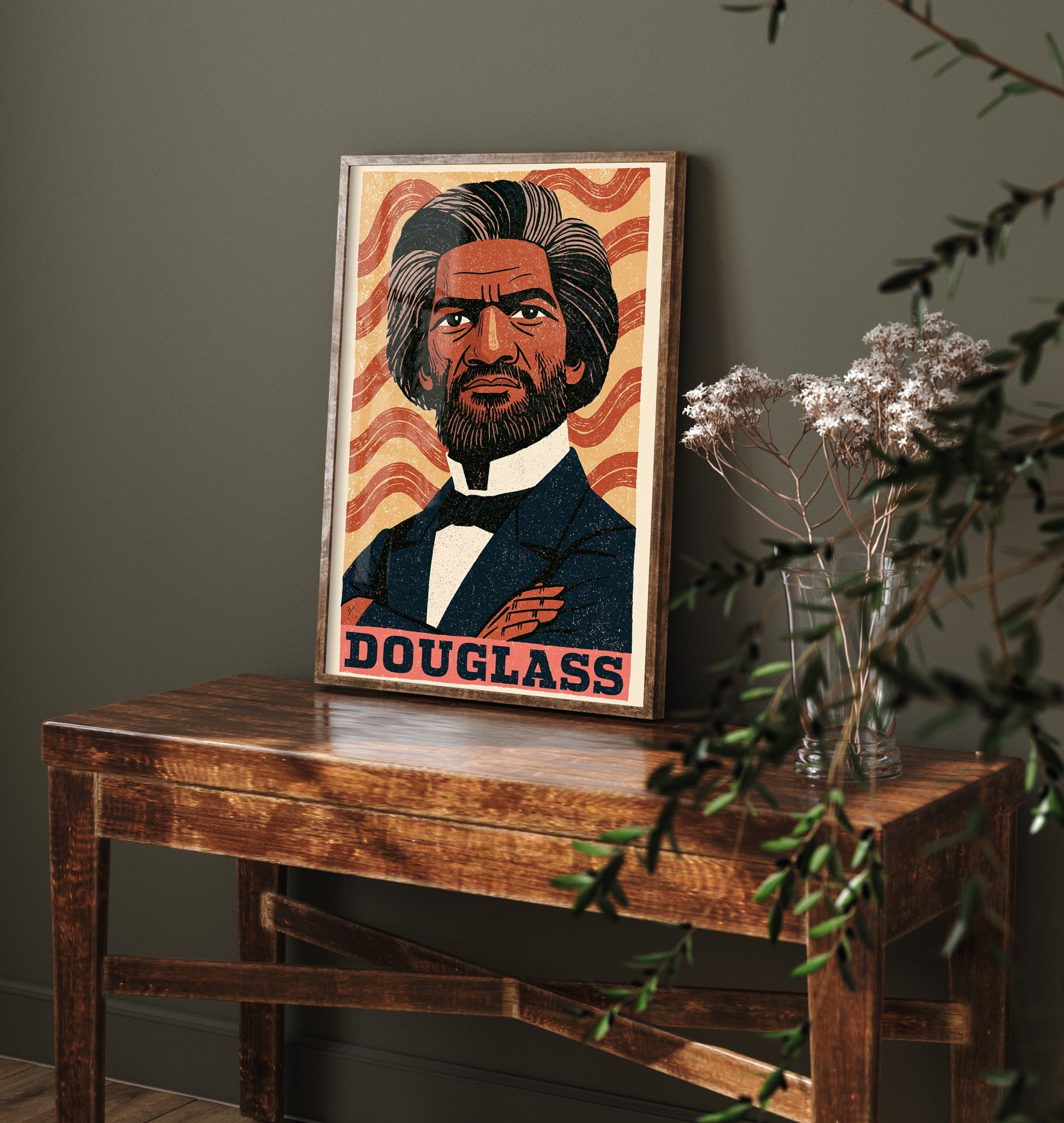 Frederick Douglass Art Print - Abolitionist Portrait Poster - Bold Woodcut Illustration - Black History Icon 2/3
