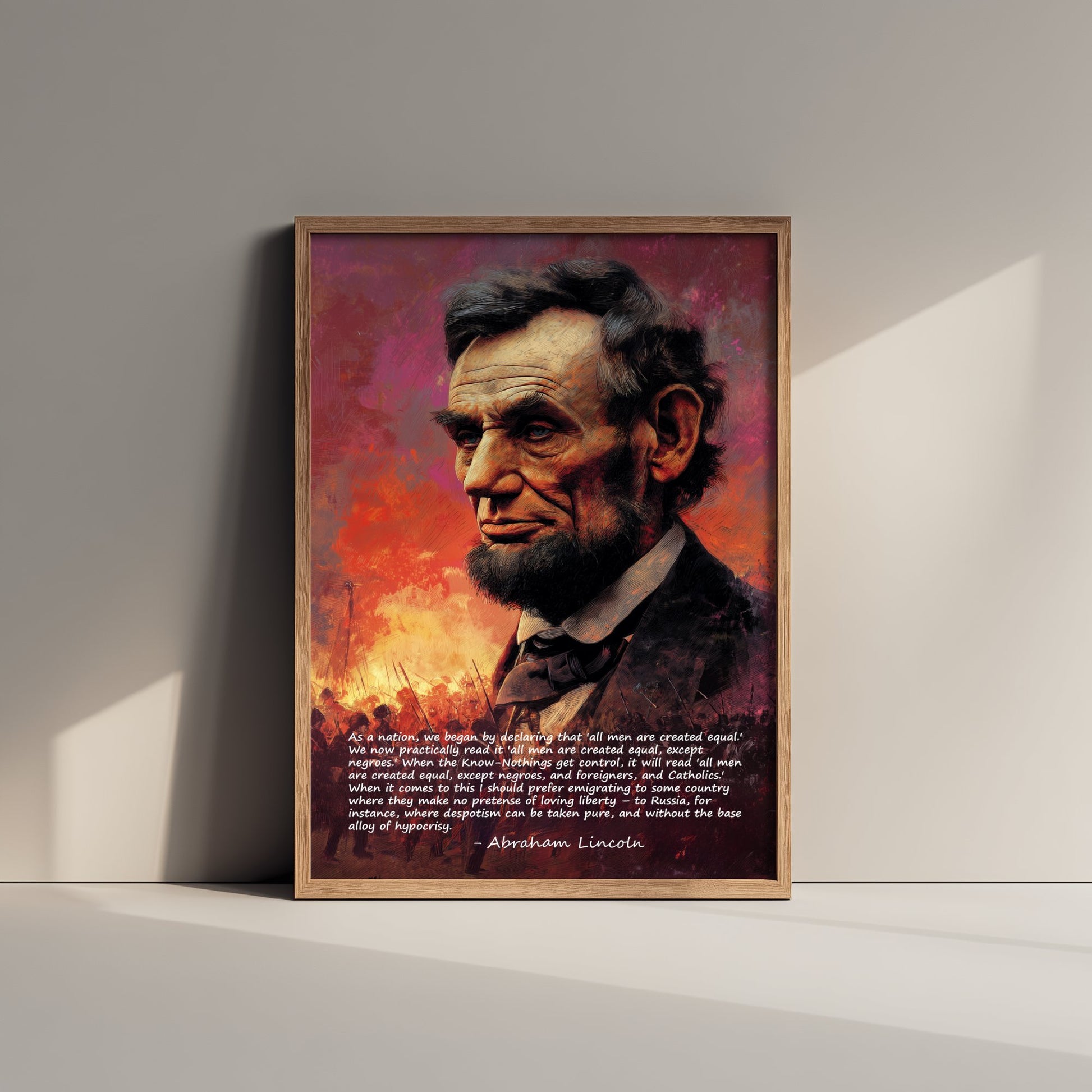 Abraham Lincoln Quote Art Print - Base Alloy of Hypocrisy - Portrait Poster Illustration - Equality Liberty Wall Art