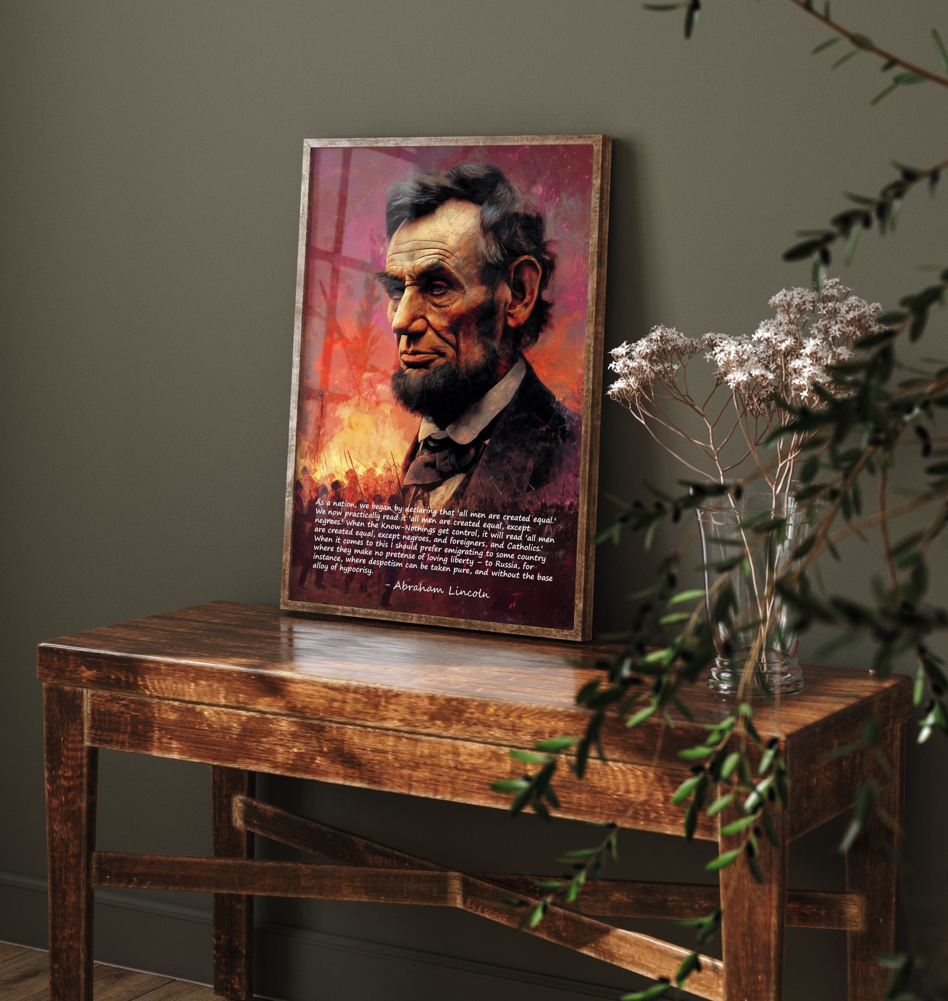 Abraham Lincoln Quote Art Print - Base Alloy of Hypocrisy - Portrait Poster Illustration - Equality Liberty Wall Art