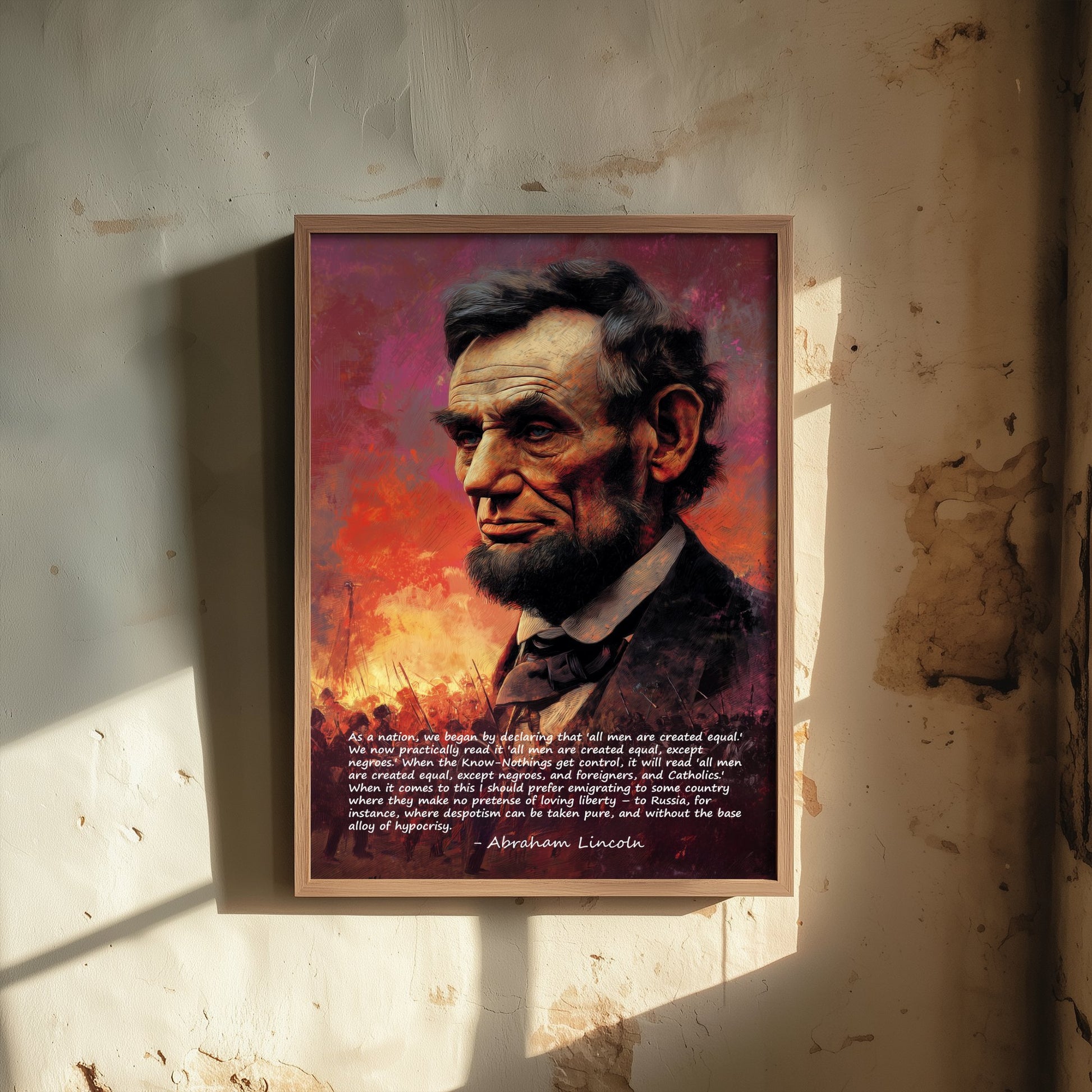 Abraham Lincoln Quote Art Print - Base Alloy of Hypocrisy - Portrait Poster Illustration - Equality Liberty Wall Art