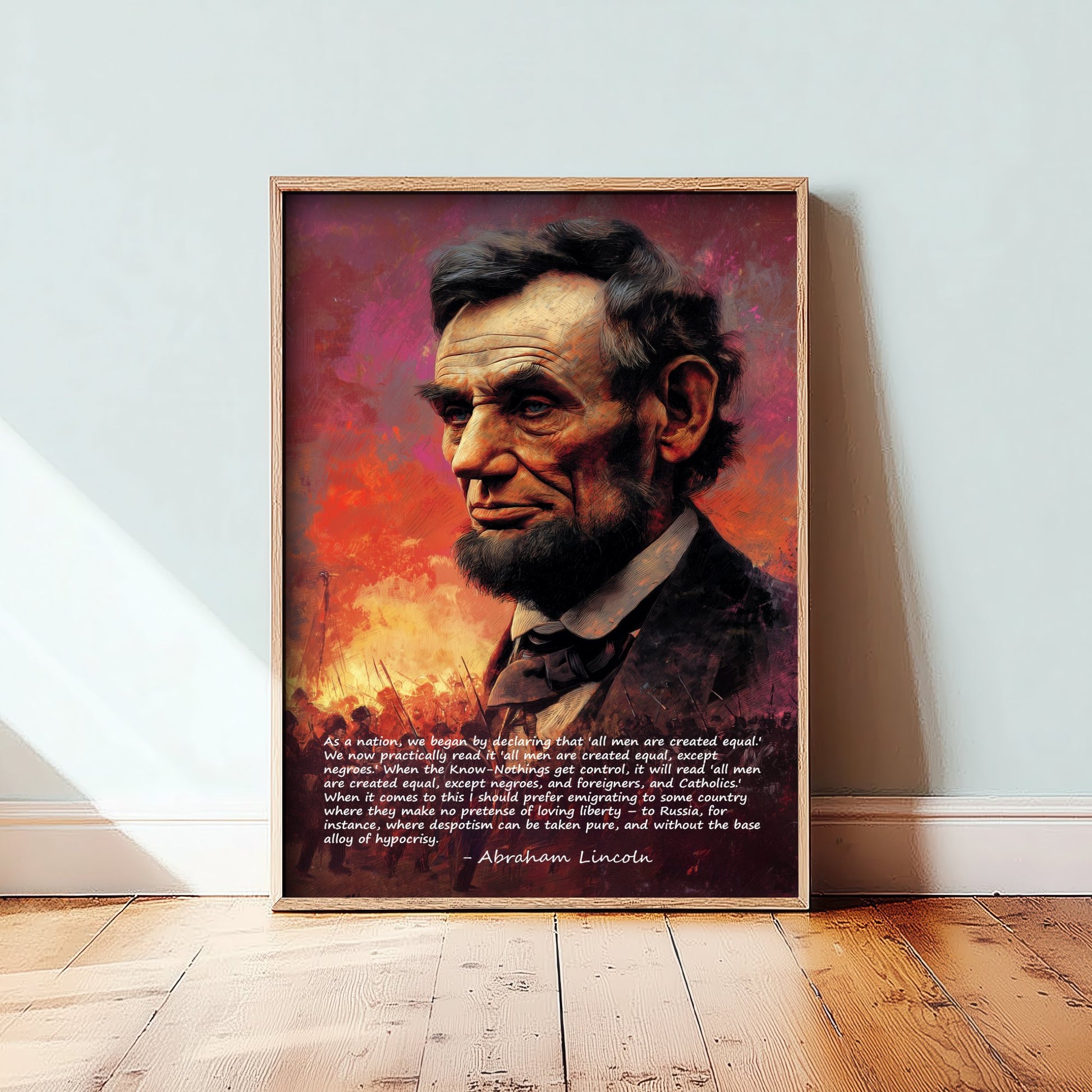 Abraham Lincoln Quote Art Print - Base Alloy of Hypocrisy - Portrait Poster Illustration - Equality Liberty Wall Art