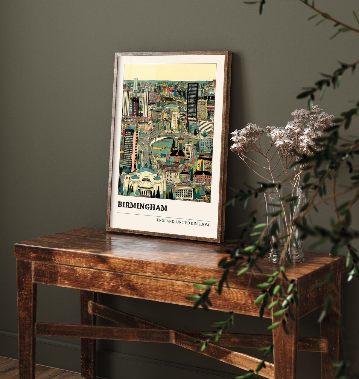 Birmingham England Travel Poster - Folk Art Cityscape Print - Naive City Illustration - Brummie Wall Art 3/3