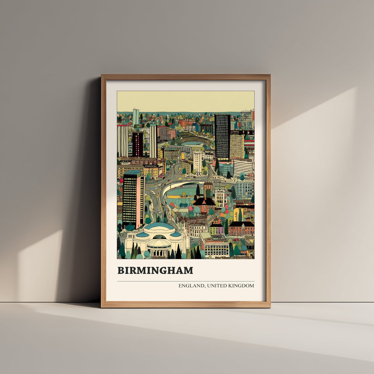 Birmingham England Travel Poster - Folk Art Cityscape Print - Naive City Illustration - Brummie Wall Art 3/3