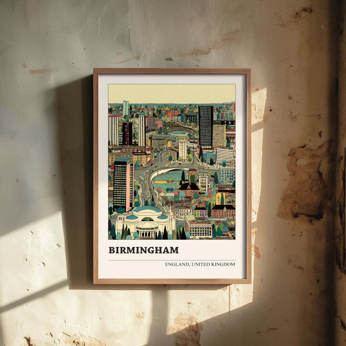 Birmingham England Travel Poster - Folk Art Cityscape Print - Naive City Illustration - Brummie Wall Art 3/3