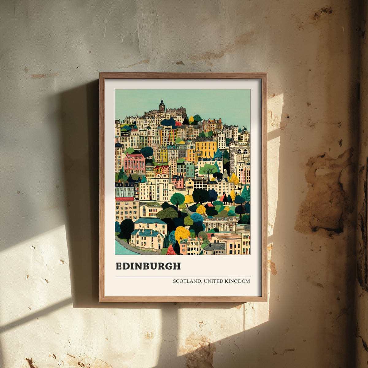Edinburgh Scotland Travel Poster - Folk Art Cityscape Print - Naive City Illustration - Old Town Wall Art 3/3
