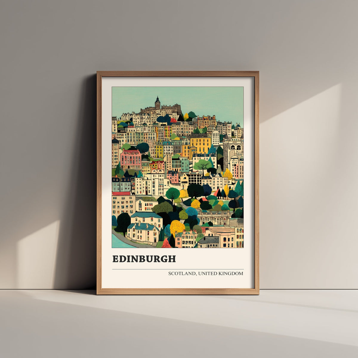 Edinburgh Scotland Travel Poster - Folk Art Cityscape Print - Naive City Illustration - Old Town Wall Art 3/3