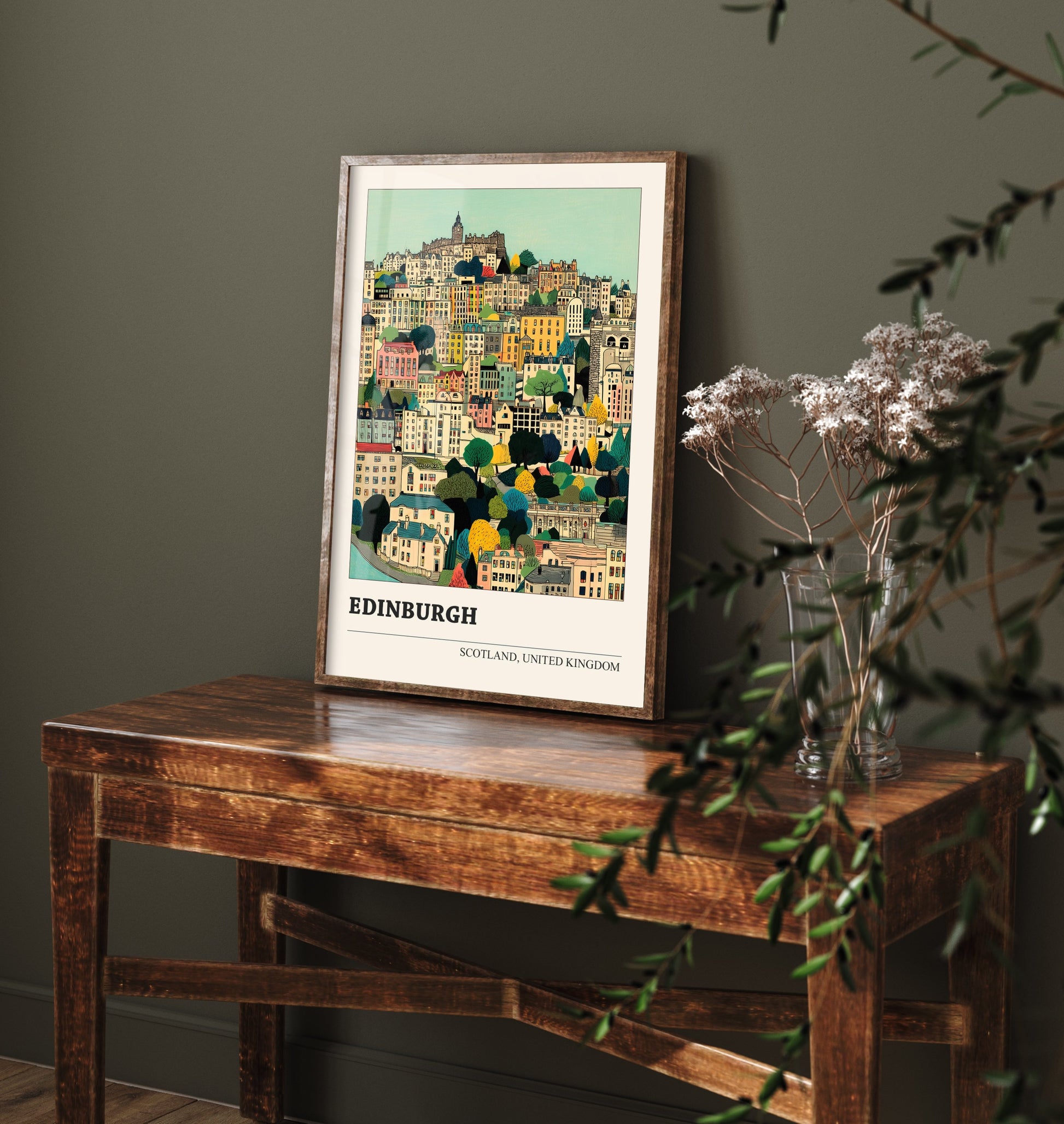Edinburgh Scotland Travel Poster - Folk Art Cityscape Print - Naive City Illustration - Old Town Wall Art 3/3