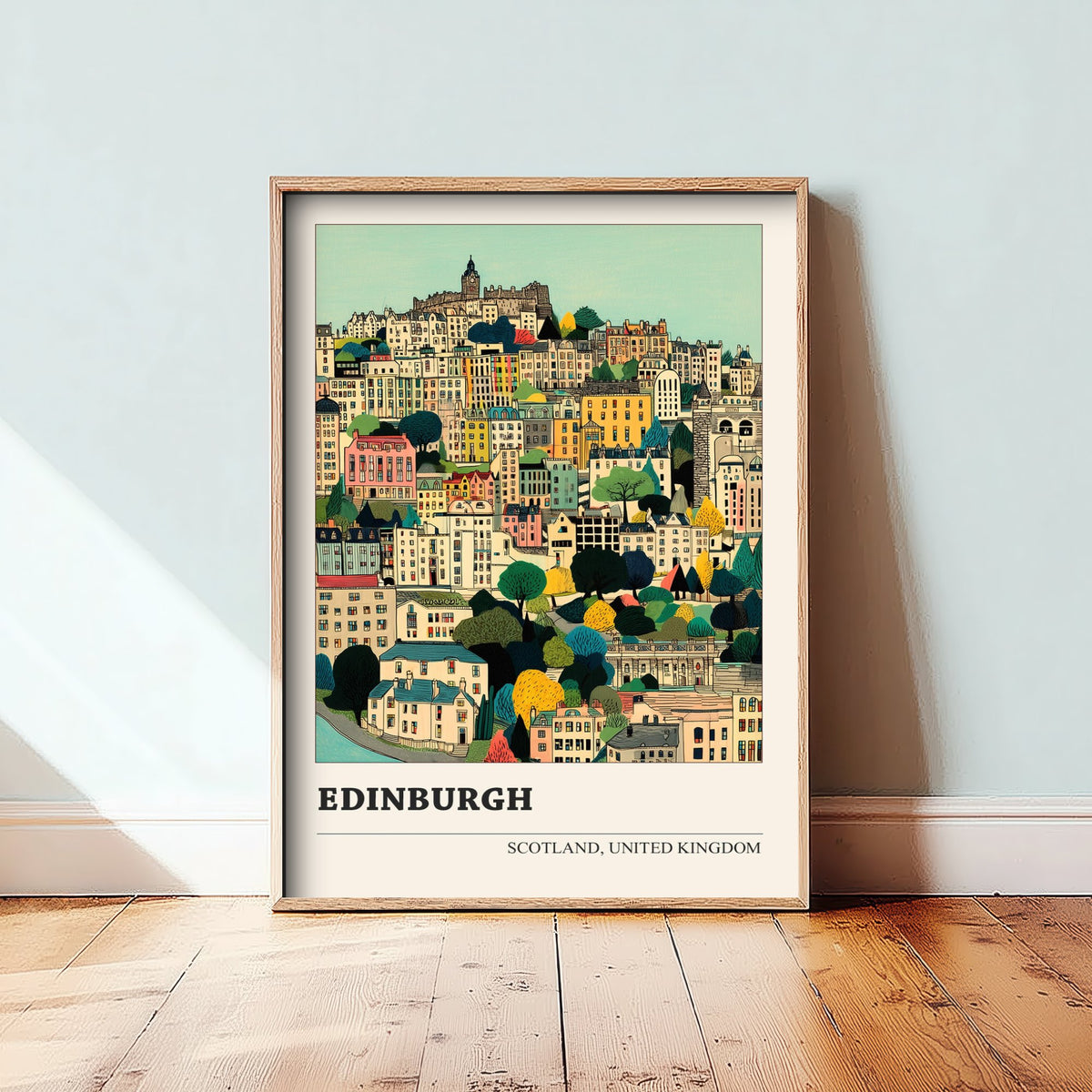 Edinburgh Scotland Travel Poster - Folk Art Cityscape Print - Naive City Illustration - Old Town Wall Art 3/3