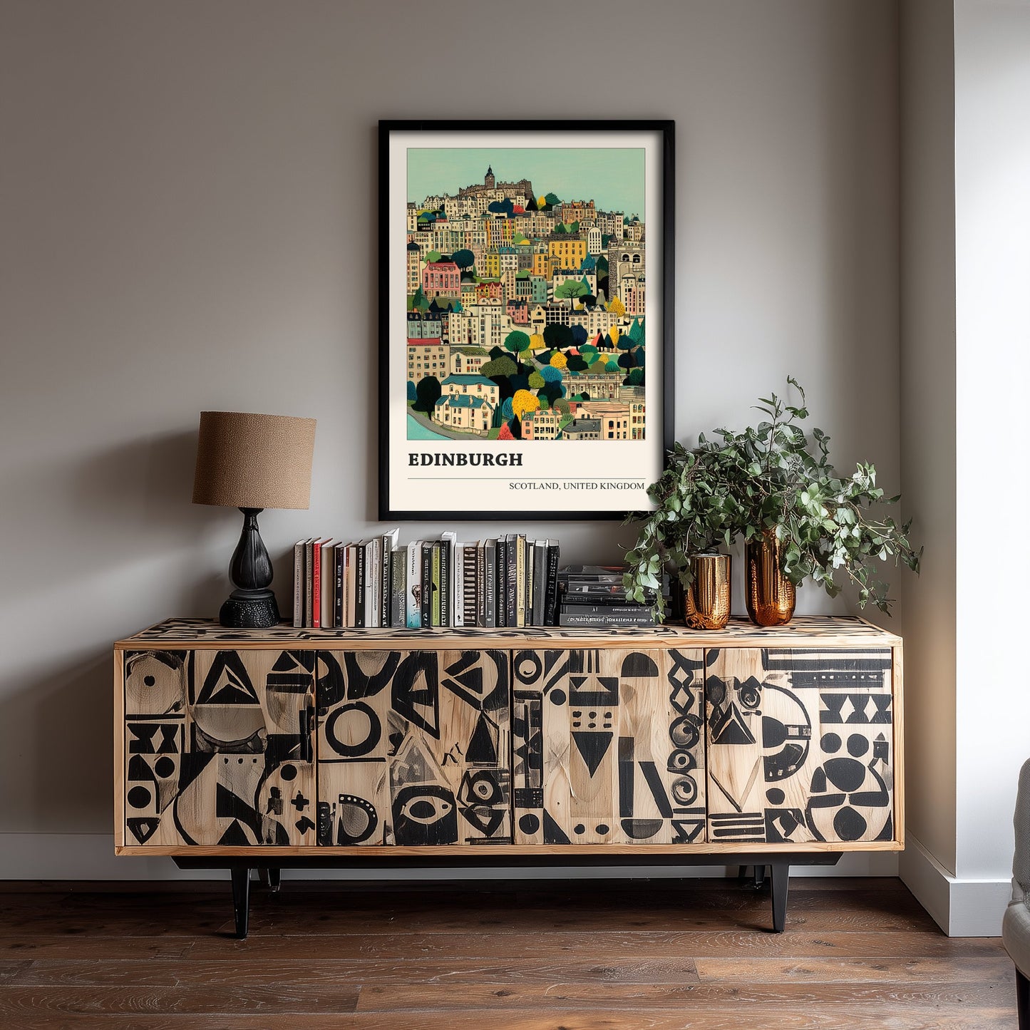 Edinburgh Scotland Travel Poster - Folk Art Cityscape Print - Naive City Illustration - Old Town Wall Art 3/3