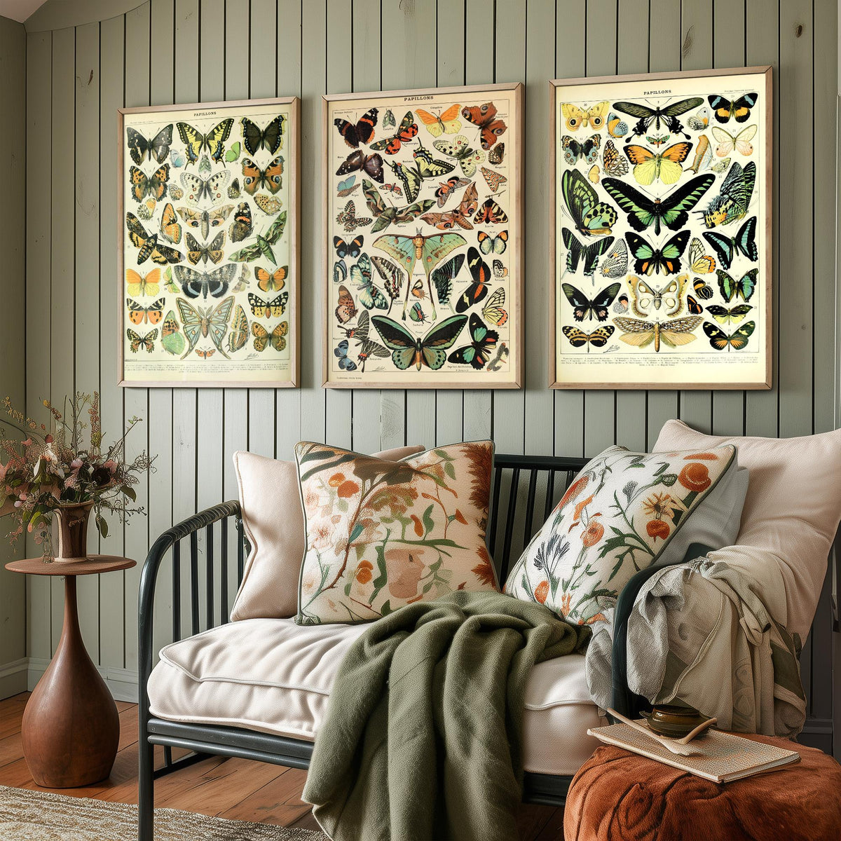 Adolphe Millot Butterflies Set of Three Art Prints - 3 Vintage French Papillons Plates - Natural History Poster Illustration V1