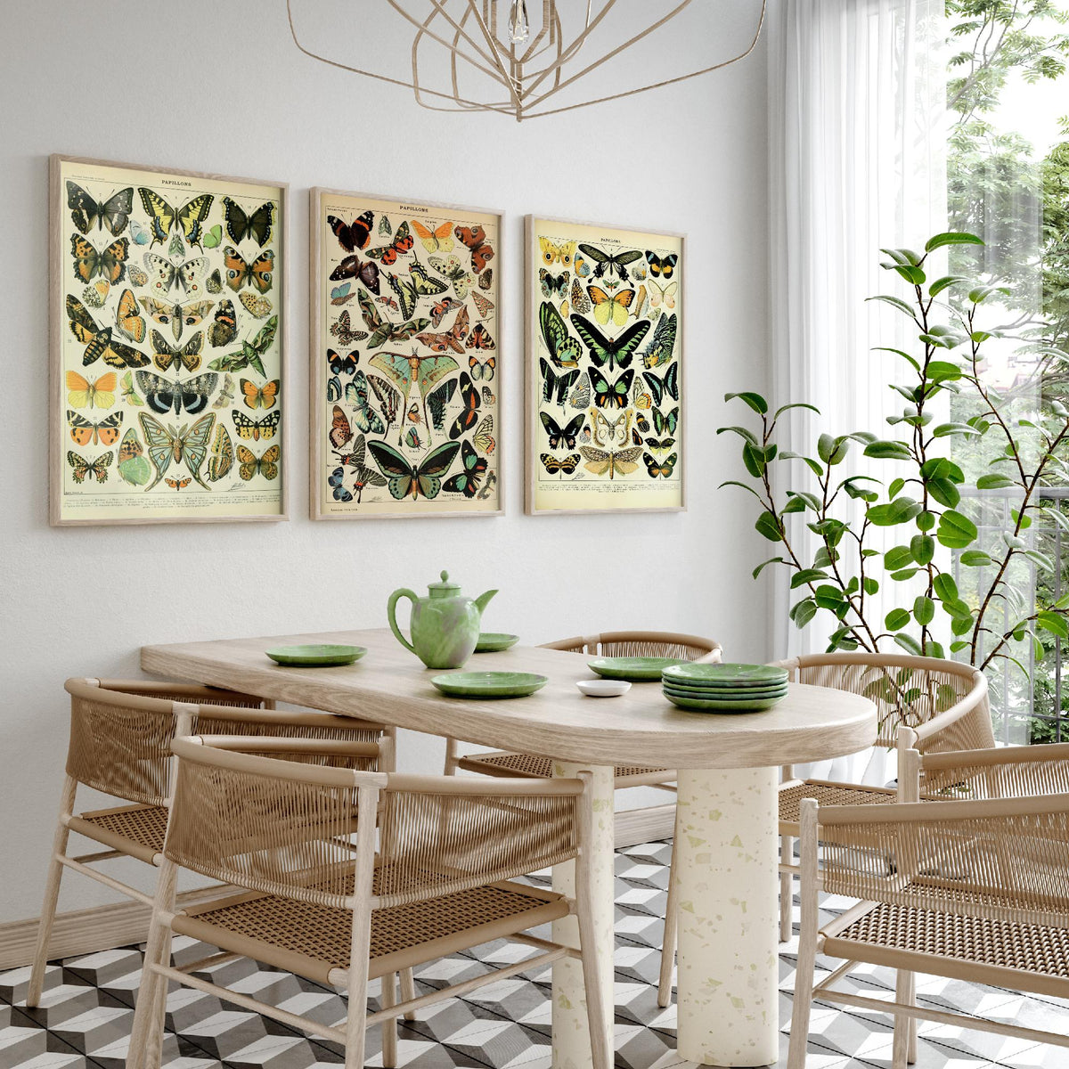 Adolphe Millot Butterflies Set of Three Art Prints - 3 Vintage French Papillons Plates - Natural History Poster Illustration V1