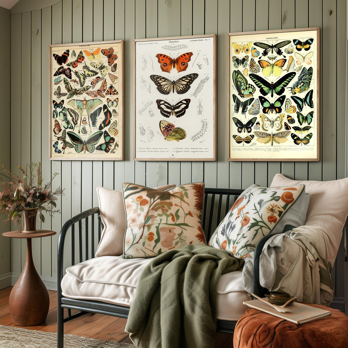 Adolphe Millot Butterflies Set of Three Art Prints - Papillons Plates and Lepidoptera Engraving - Vintage Poster Illustration V2