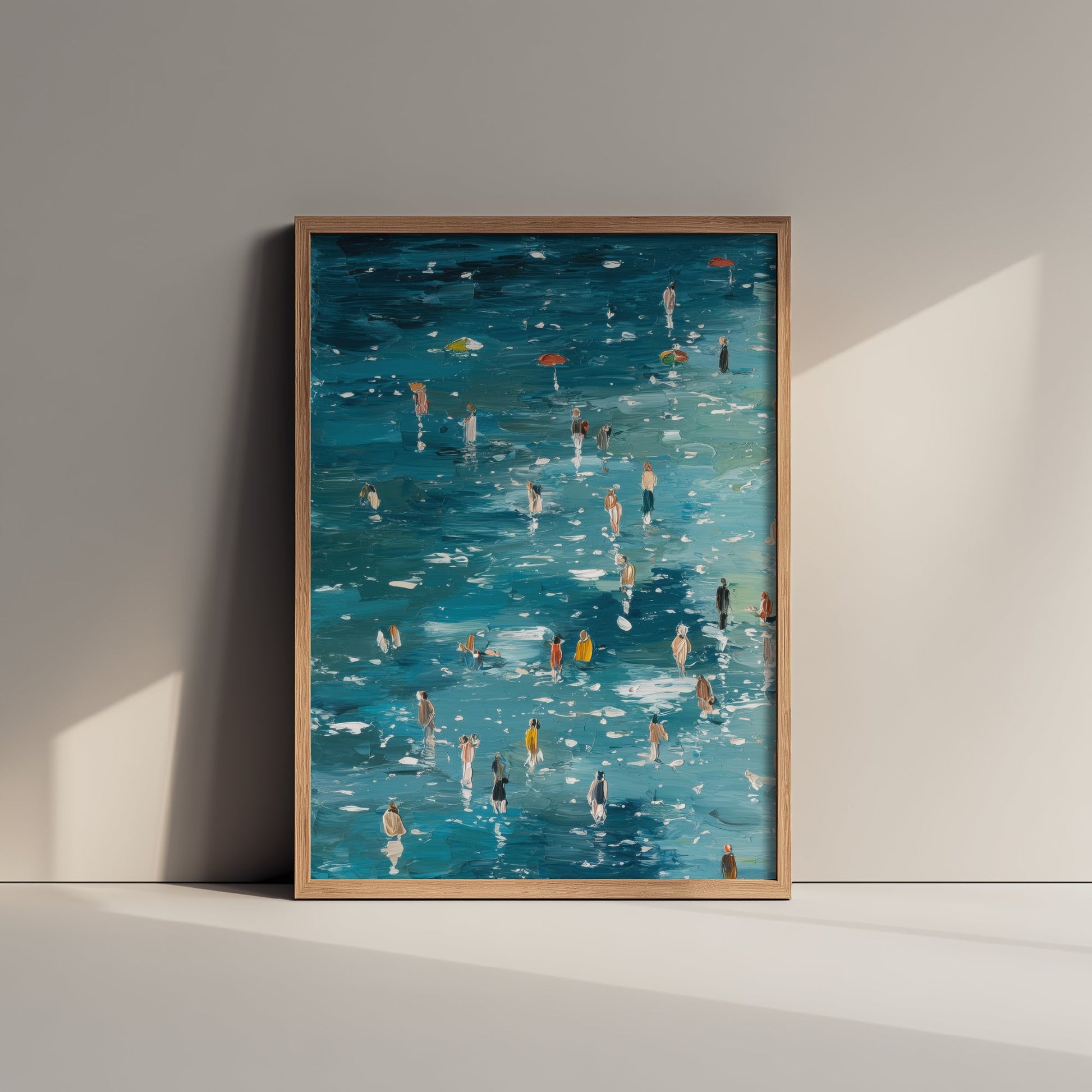 Aberystwyth South Beach Travel Poster - Aerial Beach Art Print - Impasto Beach Painting - Ceredigion Panel 1/3