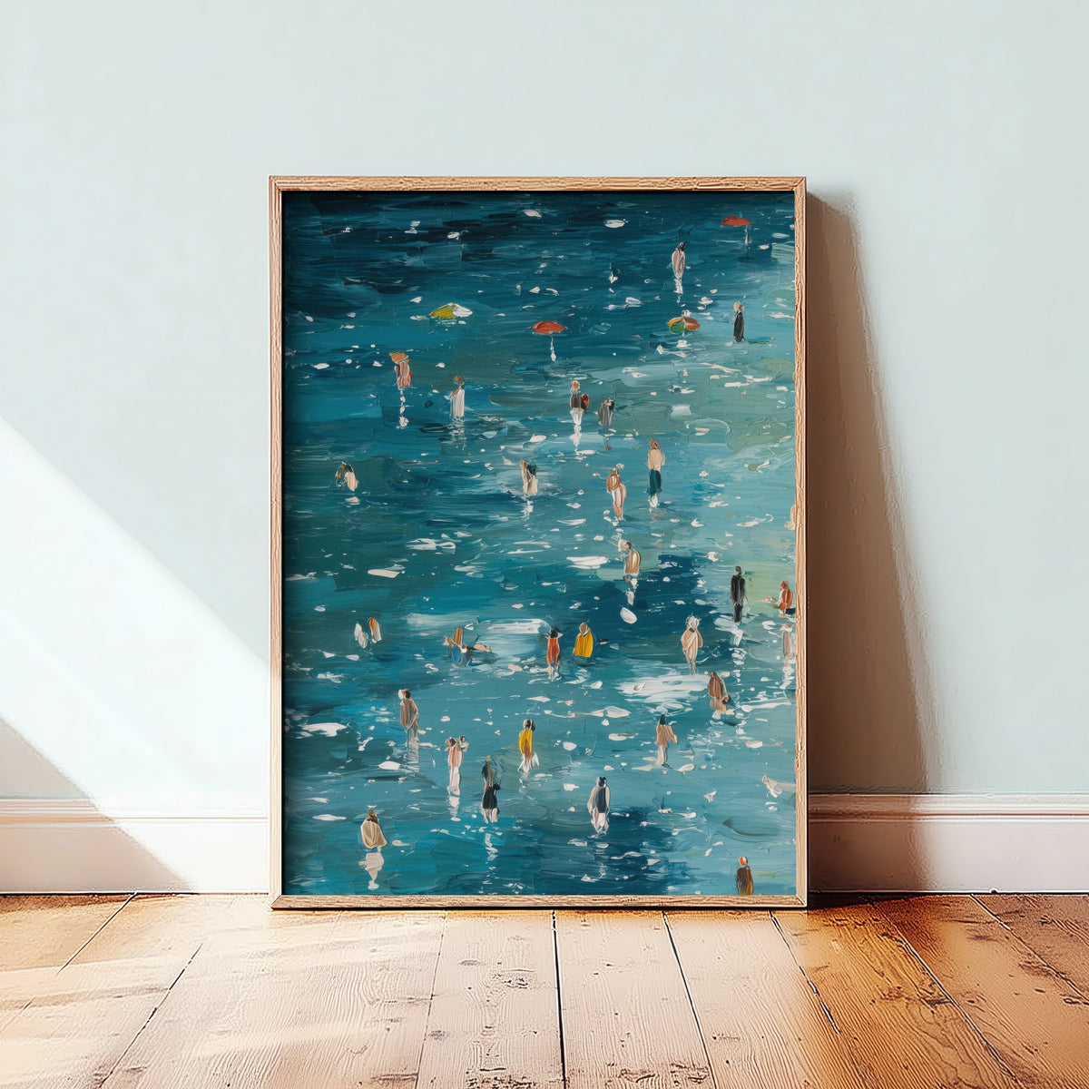 Aberystwyth South Beach Travel Poster - Aerial Beach Art Print - Impasto Beach Painting - Ceredigion Panel 1/3