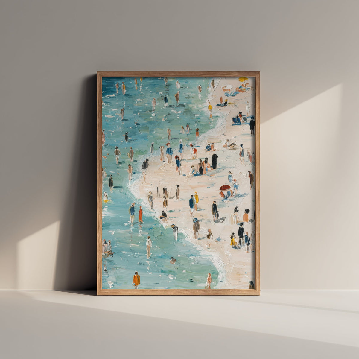Aberystwyth South Beach Travel Poster - Aerial Beach Art Print - Impasto Beach Painting - Ceredigion Panel 2/3