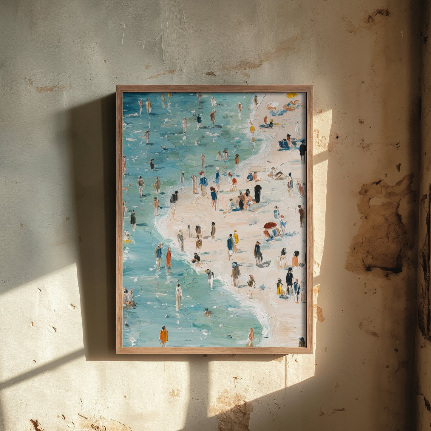 Aberystwyth South Beach Travel Poster - Aerial Beach Art Print - Impasto Beach Painting - Ceredigion Panel 2/3