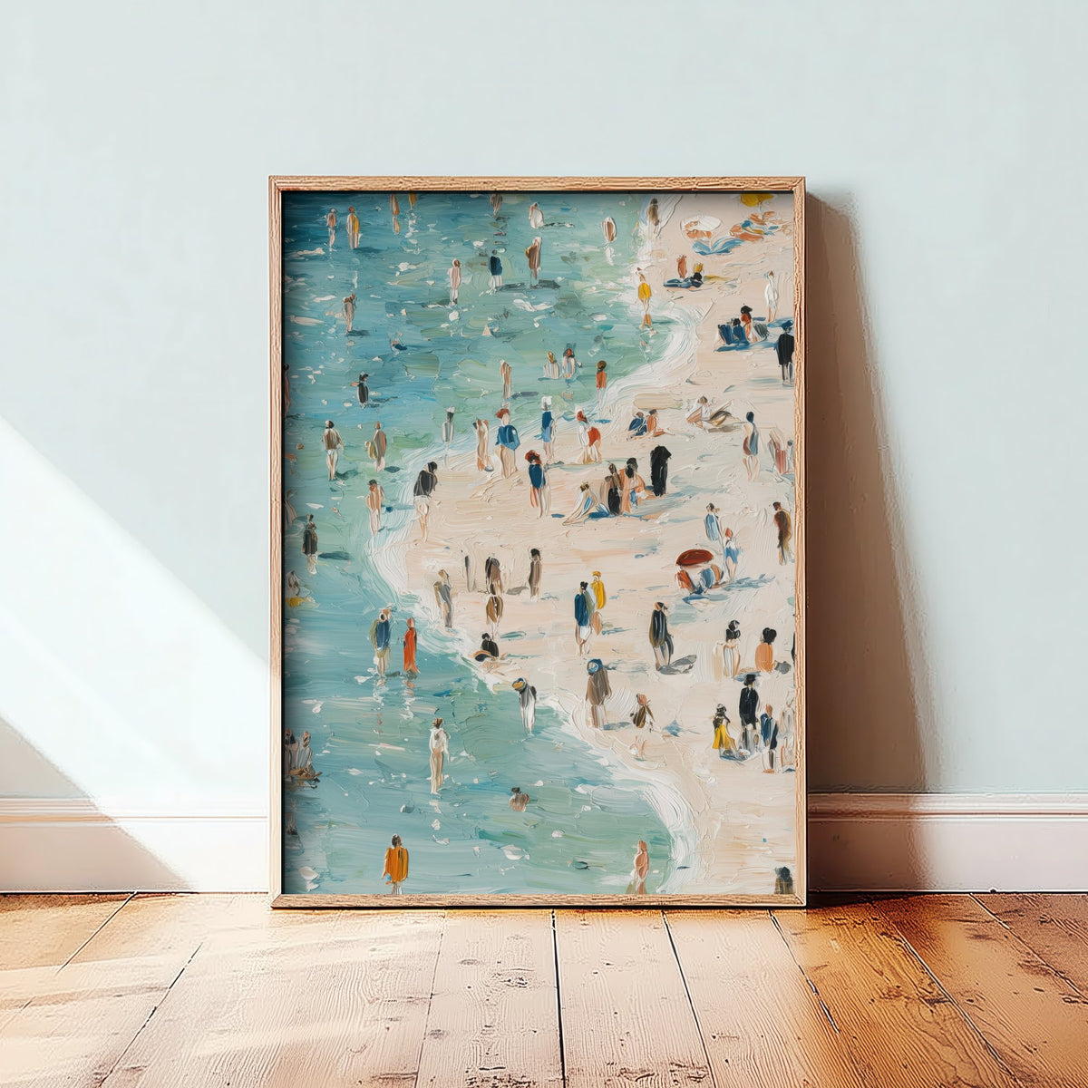 Aberystwyth South Beach Travel Poster - Aerial Beach Art Print - Impasto Beach Painting - Ceredigion Panel 2/3