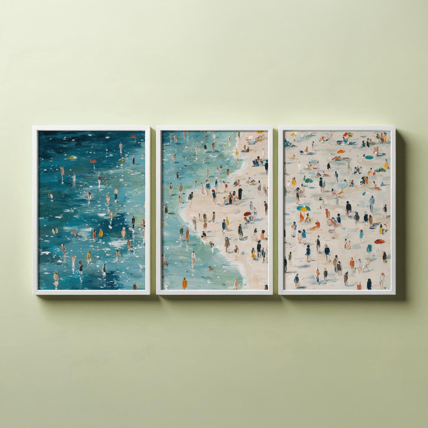 Aberystwyth South Beach Set of Three Prints - Aerial Ceredigion Wales Posters - Palette Knife Oil Painting - Cardigan Bay Wall Art