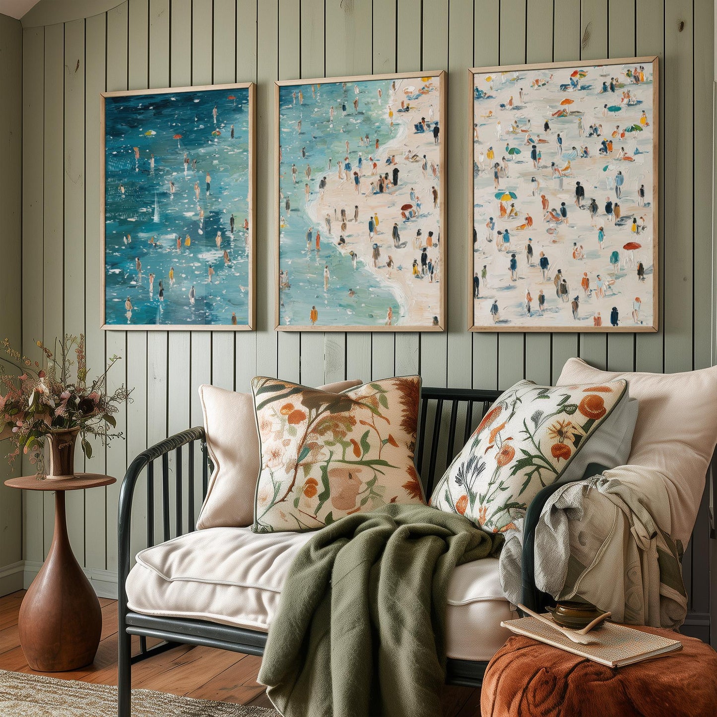 Aberystwyth South Beach Set of Three Prints - Aerial Ceredigion Wales Posters - Palette Knife Oil Painting - Cardigan Bay Wall Art