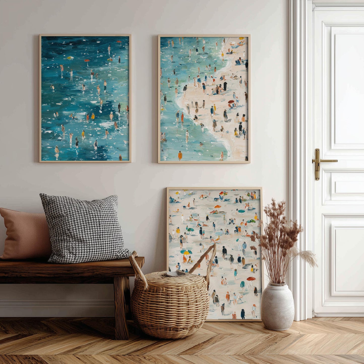 Aberystwyth South Beach Set of Three Prints - Aerial Ceredigion Wales Posters - Palette Knife Oil Painting - Cardigan Bay Wall Art