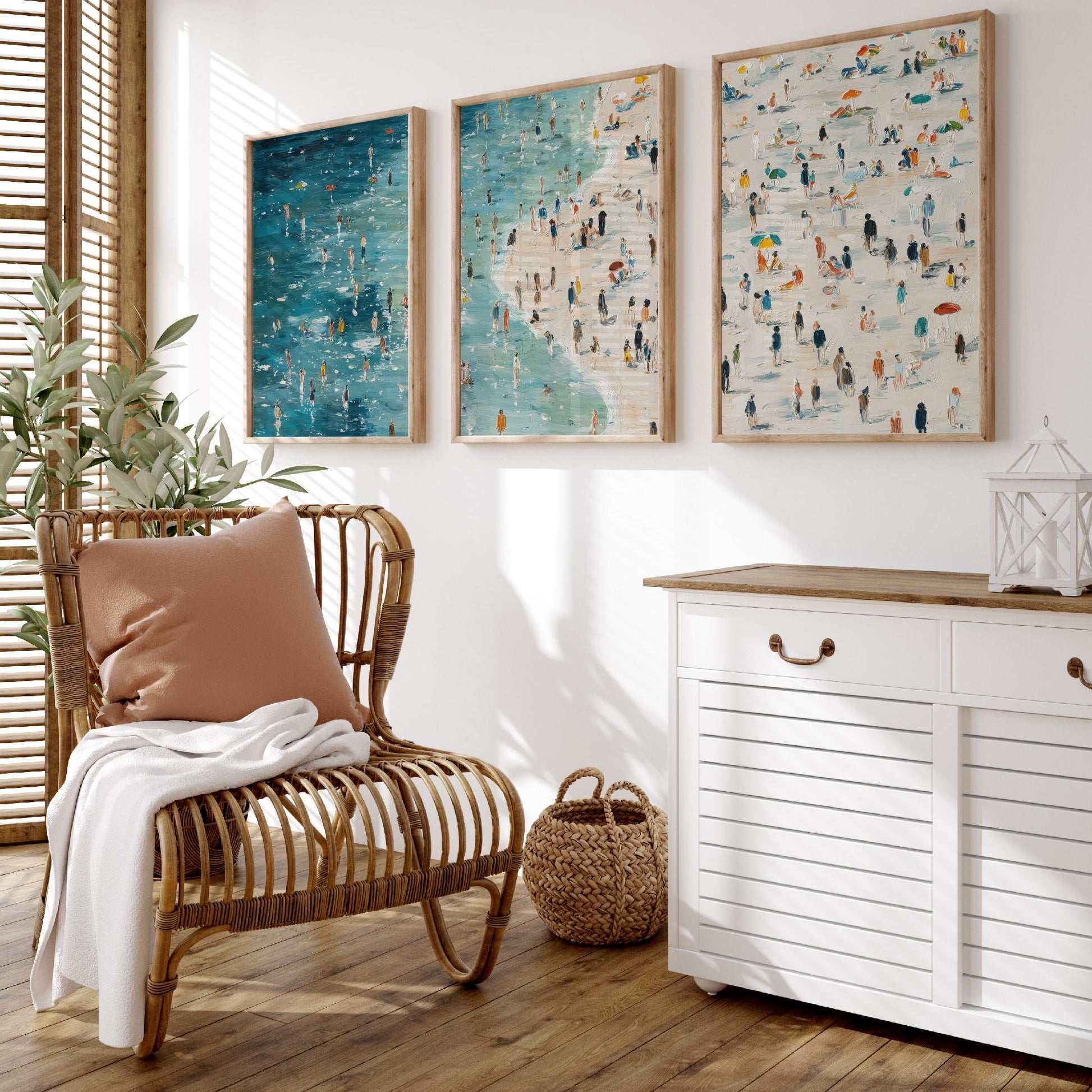 Aberystwyth South Beach Set of Three Prints - Aerial Ceredigion Wales Posters - Palette Knife Oil Painting - Cardigan Bay Wall Art