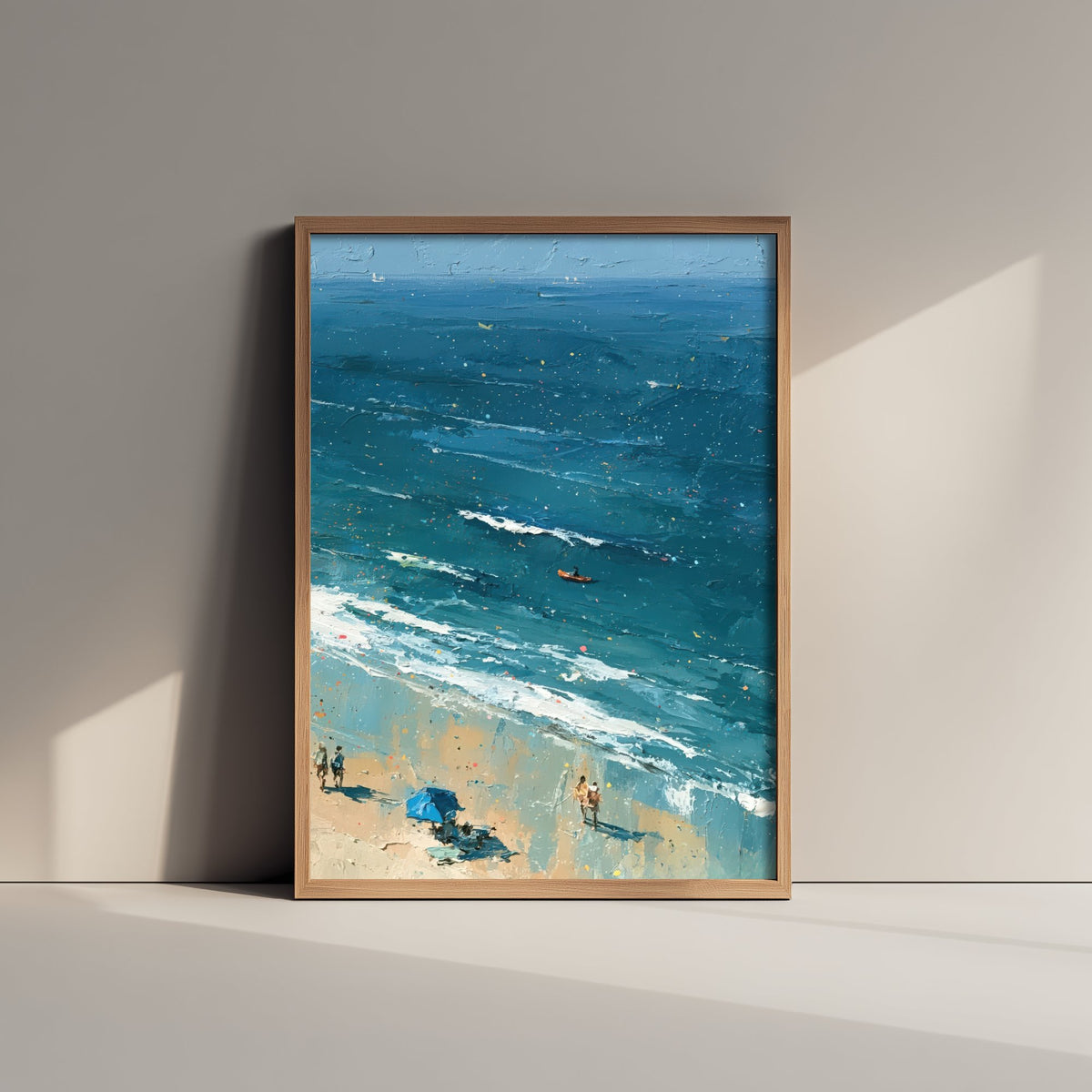 Bamburgh Beach Travel Poster - Aerial Beach Art Print - Impasto Beach Painting - Northumberland Panel 3/3