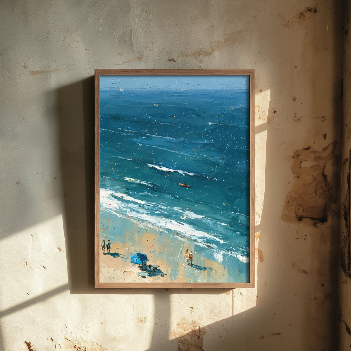 Bamburgh Beach Travel Poster - Aerial Beach Art Print - Impasto Beach Painting - Northumberland Panel 3/3