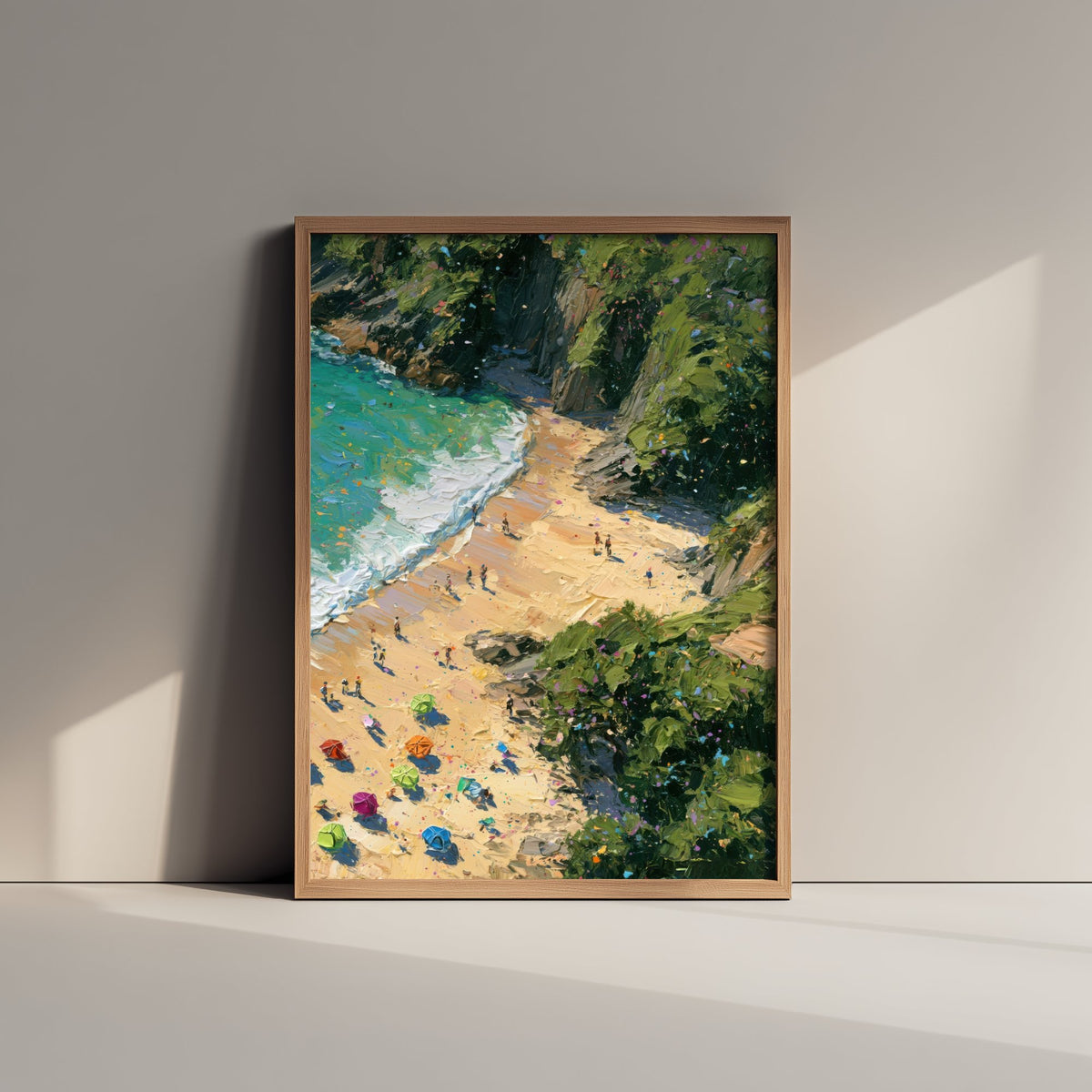Barafundle Bay Travel Poster - Aerial Beach Art Print - Impasto Beach Painting - Pembrokeshire Panel 3/3