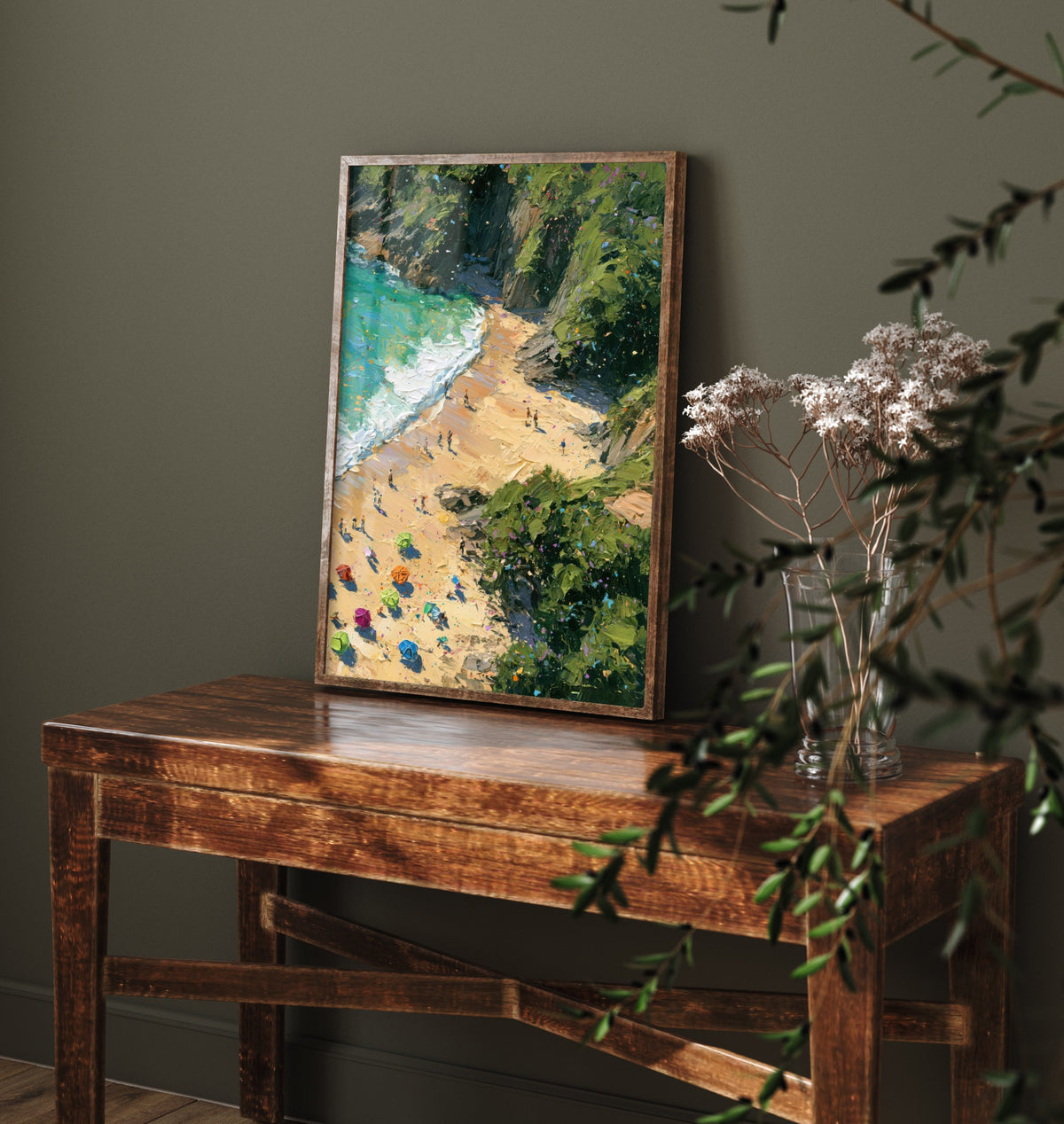 Barafundle Bay Travel Poster - Aerial Beach Art Print - Impasto Beach Painting - Pembrokeshire Panel 3/3