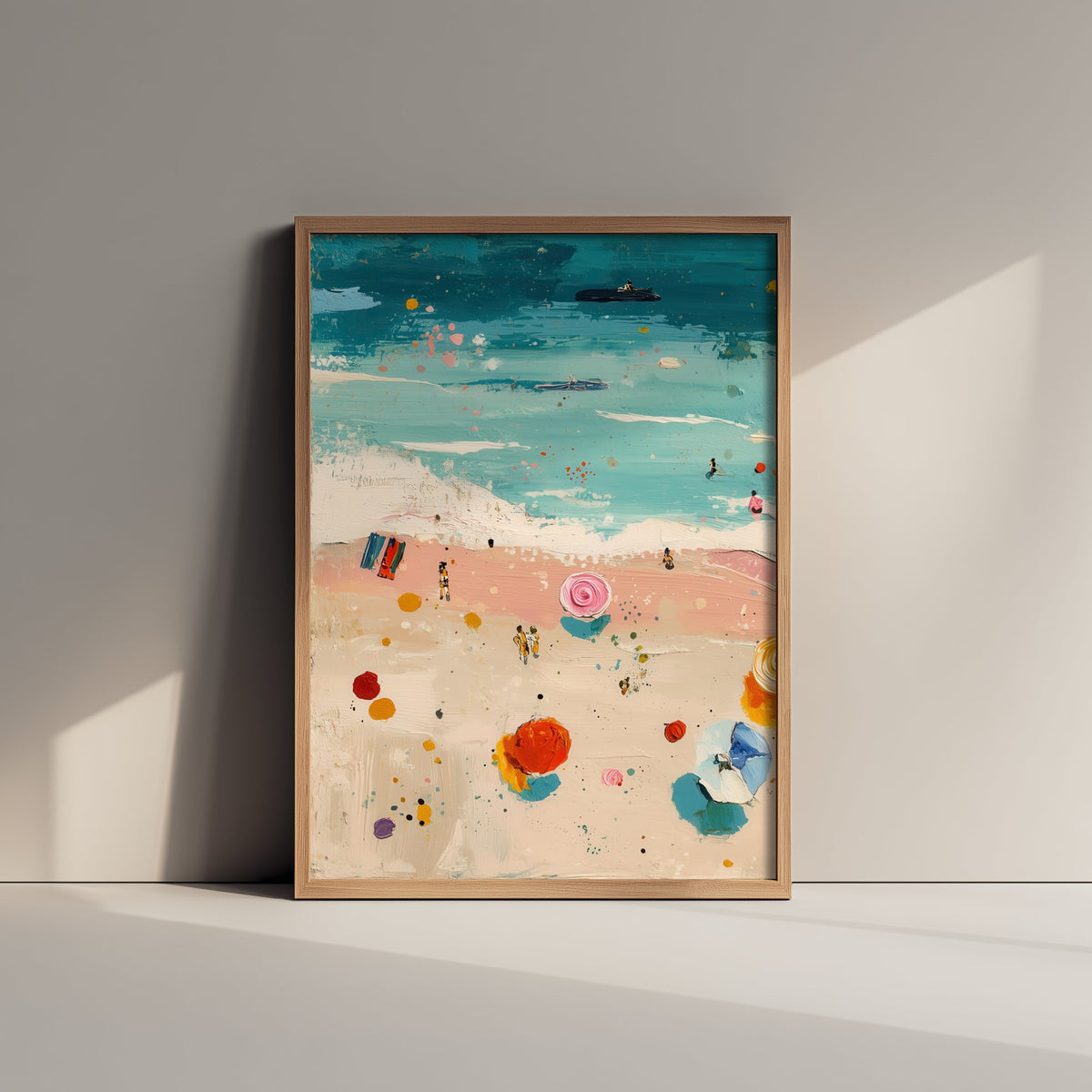 Blackpool Beach Travel Poster - Aerial Beach Art Print - Impasto Beach Painting - Lancashire Panel 1/3