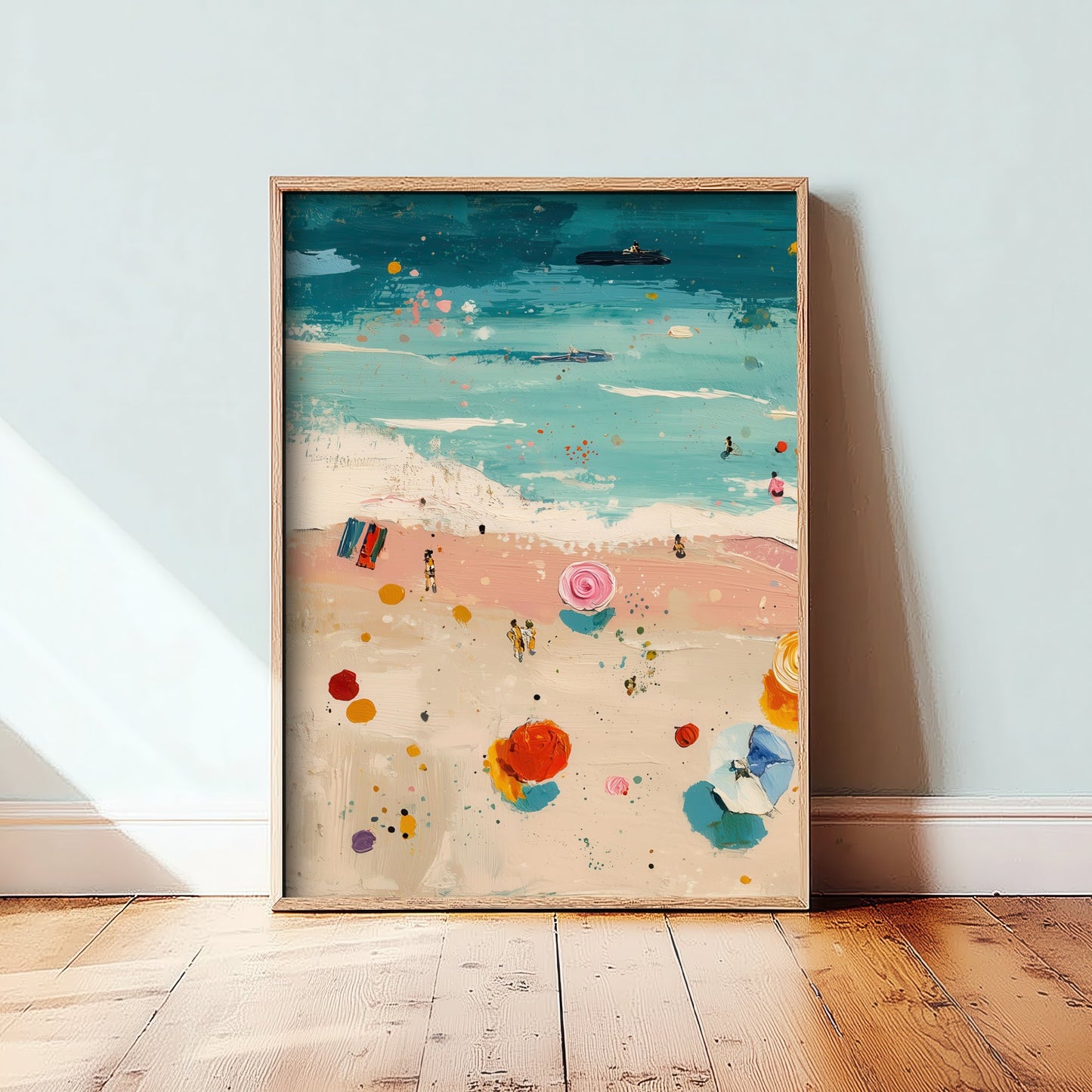 Blackpool Beach Travel Poster - Aerial Beach Art Print - Impasto Beach Painting - Lancashire Panel 1/3