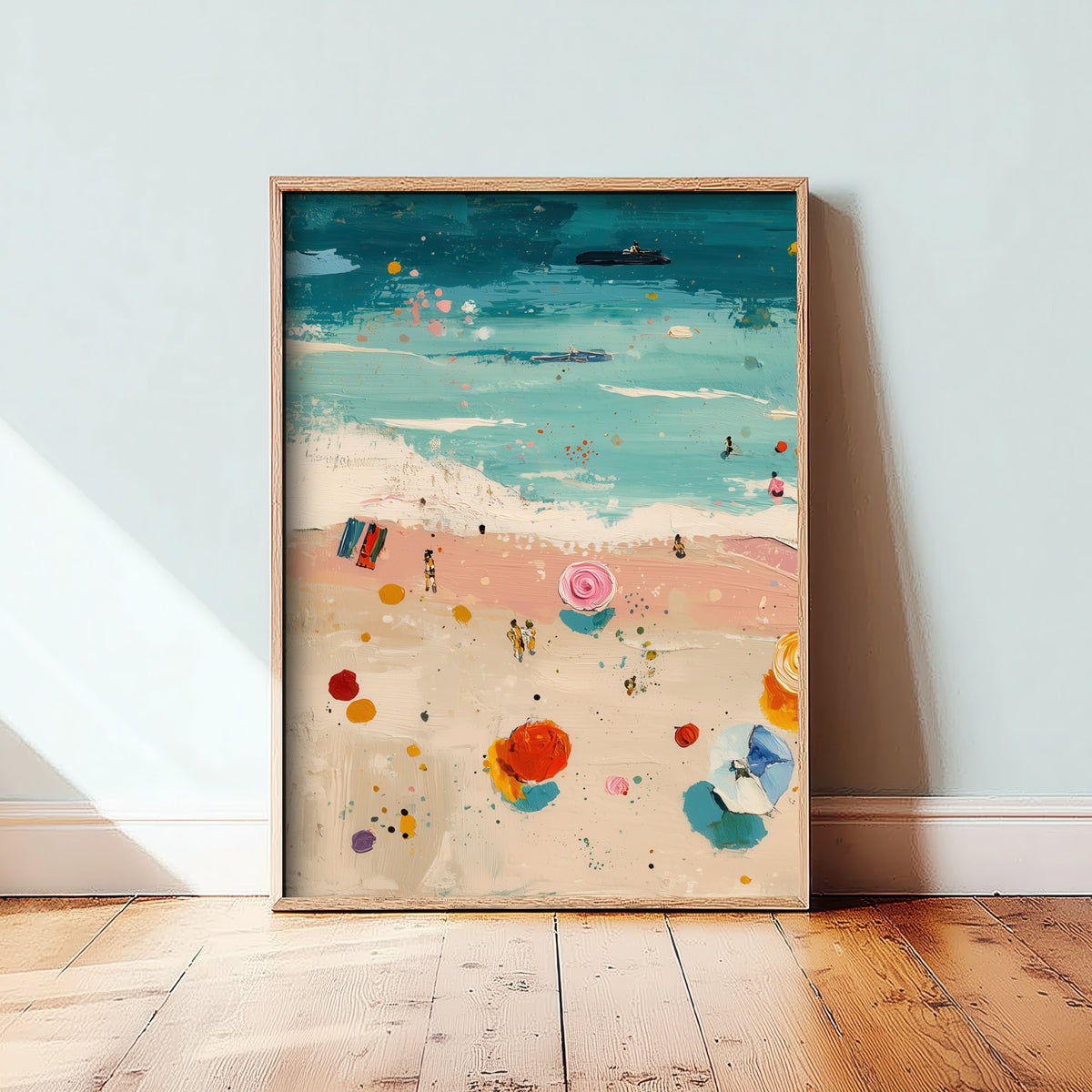 Blackpool Beach Travel Poster - Aerial Beach Art Print - Impasto Beach Painting - Lancashire Panel 1/3