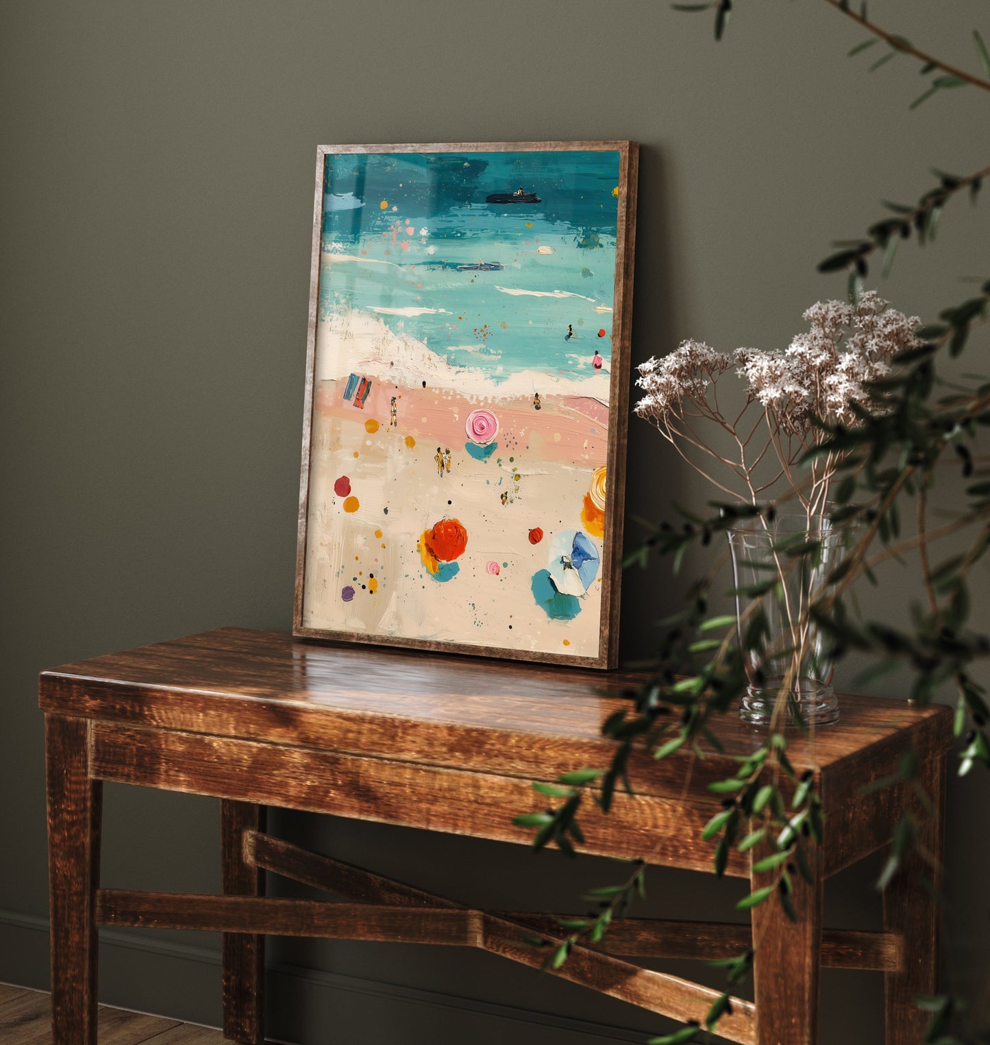 Blackpool Beach Travel Poster - Aerial Beach Art Print - Impasto Beach Painting - Lancashire Panel 1/3