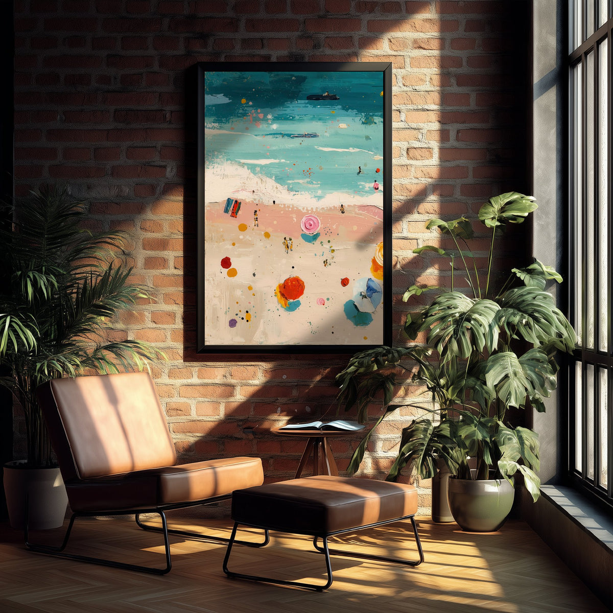 Blackpool Beach Travel Poster - Aerial Beach Art Print - Impasto Beach Painting - Lancashire Panel 1/3