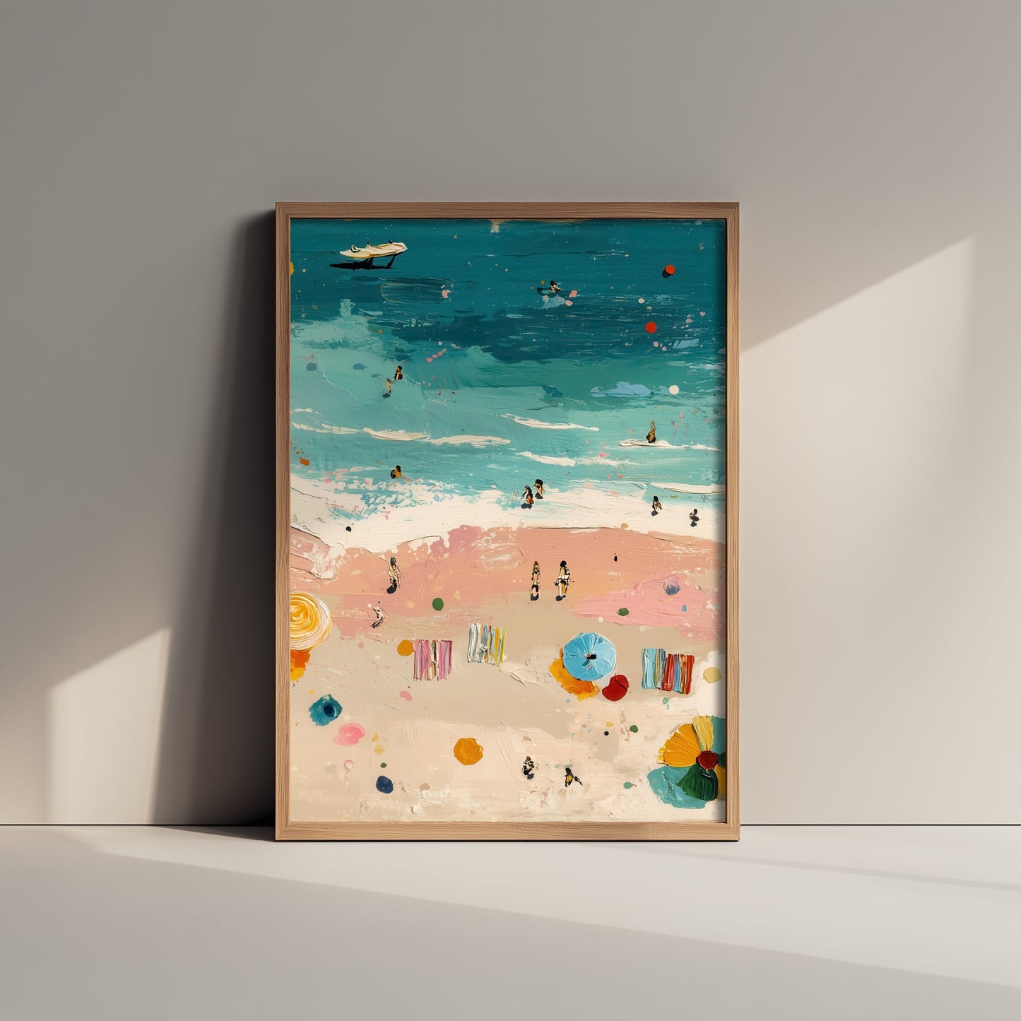 Blackpool Beach Travel Poster - Aerial Beach Art Print - Impasto Beach Painting - Lancashire Panel 2/3