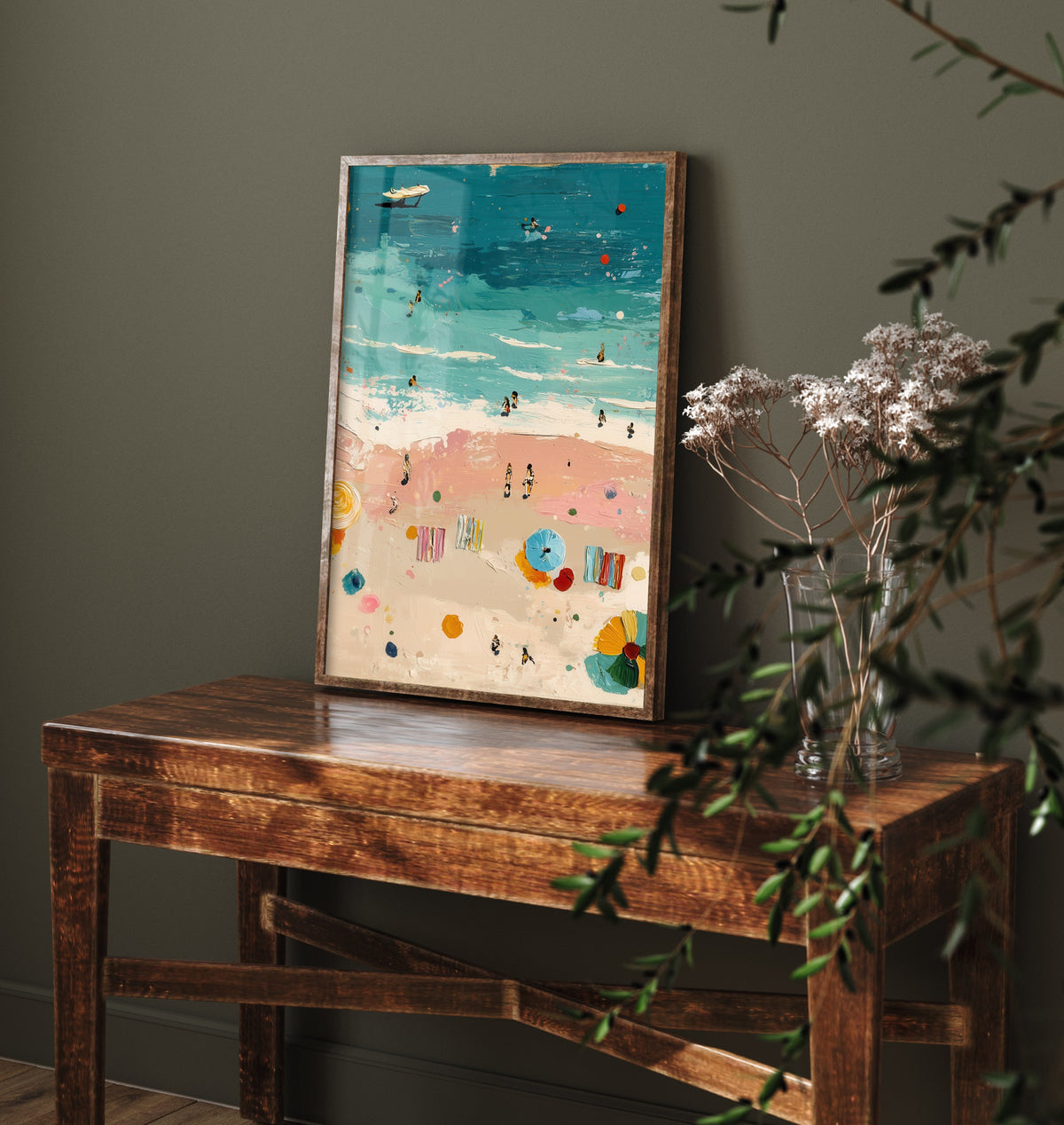 Blackpool Beach Travel Poster - Aerial Beach Art Print - Impasto Beach Painting - Lancashire Panel 2/3