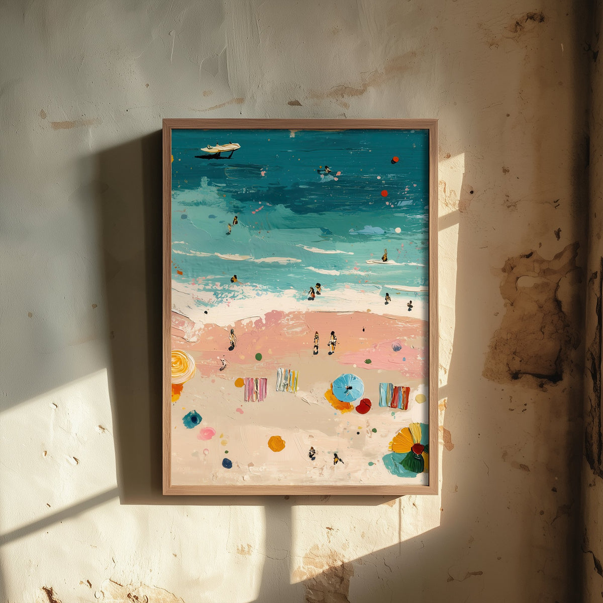 Blackpool Beach Travel Poster - Aerial Beach Art Print - Impasto Beach Painting - Lancashire Panel 2/3