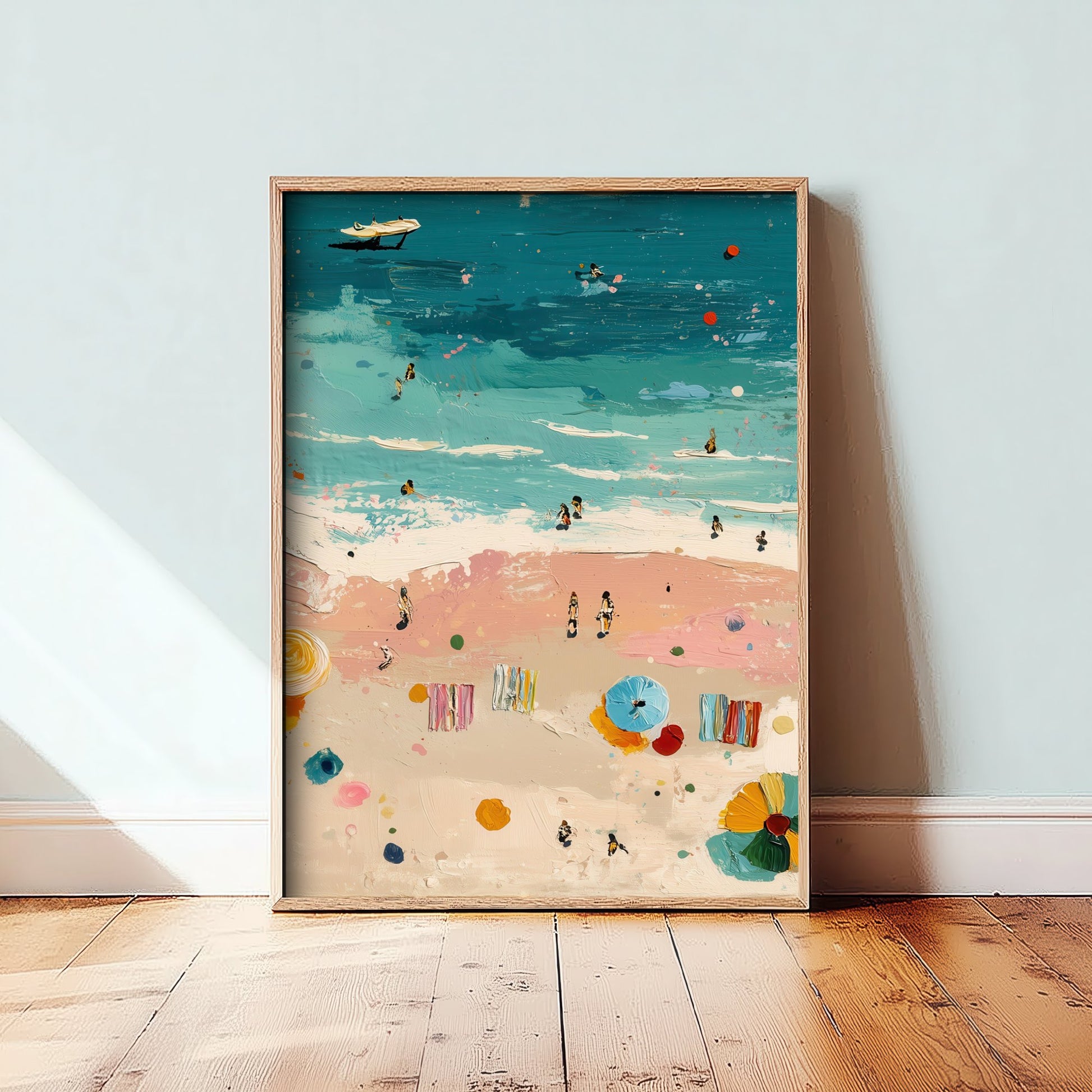 Blackpool Beach Travel Poster - Aerial Beach Art Print - Impasto Beach Painting - Lancashire Panel 2/3
