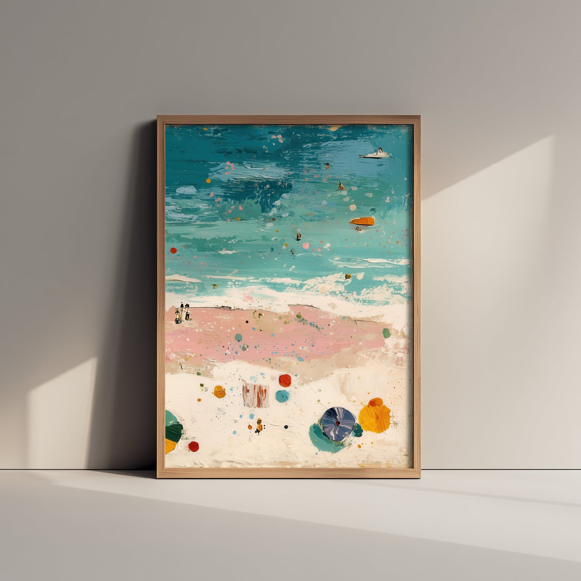 Blackpool Beach Travel Poster - Aerial Beach Art Print - Impasto Beach Painting - Lancashire Panel 3/3