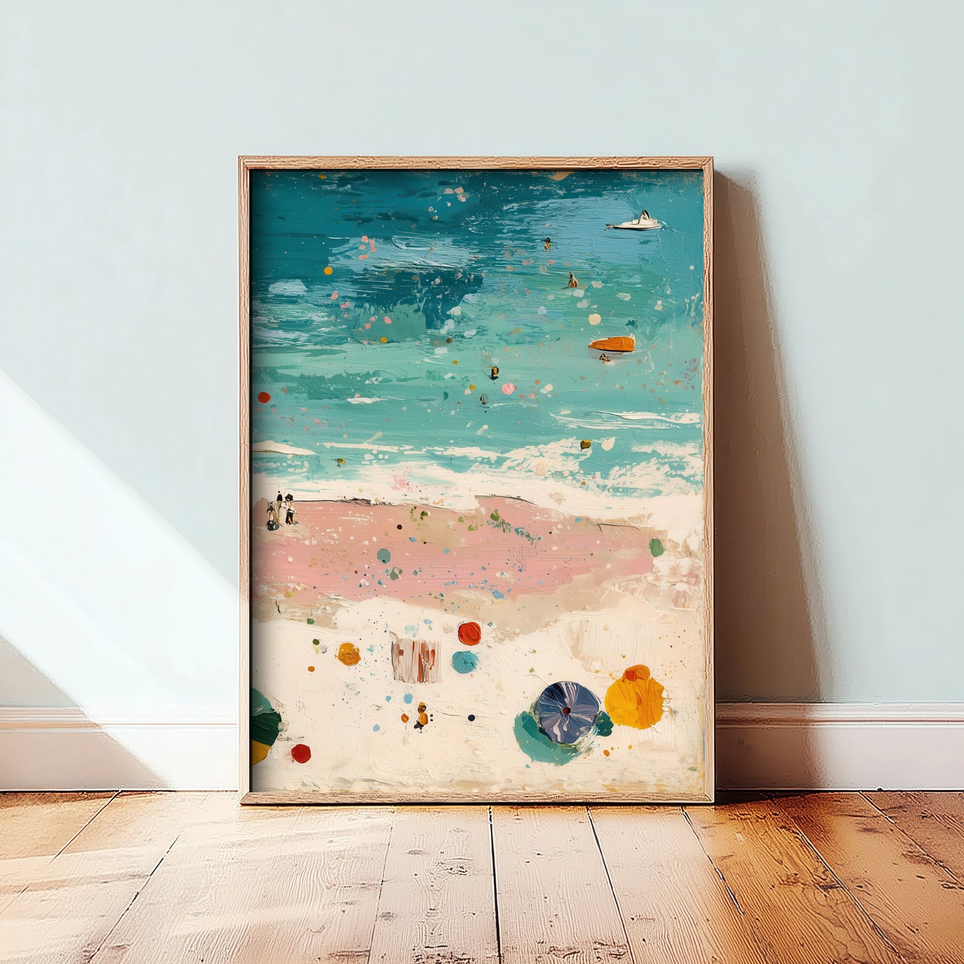 Blackpool Beach Travel Poster - Aerial Beach Art Print - Impasto Beach Painting - Lancashire Panel 3/3