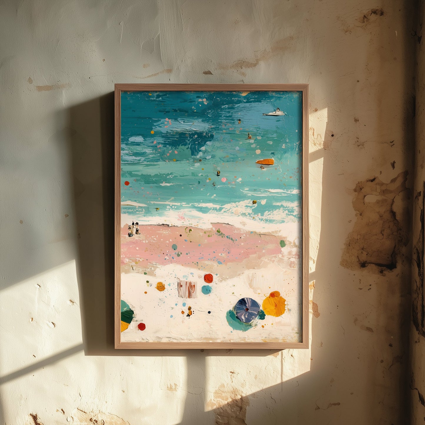 Blackpool Beach Travel Poster - Aerial Beach Art Print - Impasto Beach Painting - Lancashire Panel 3/3